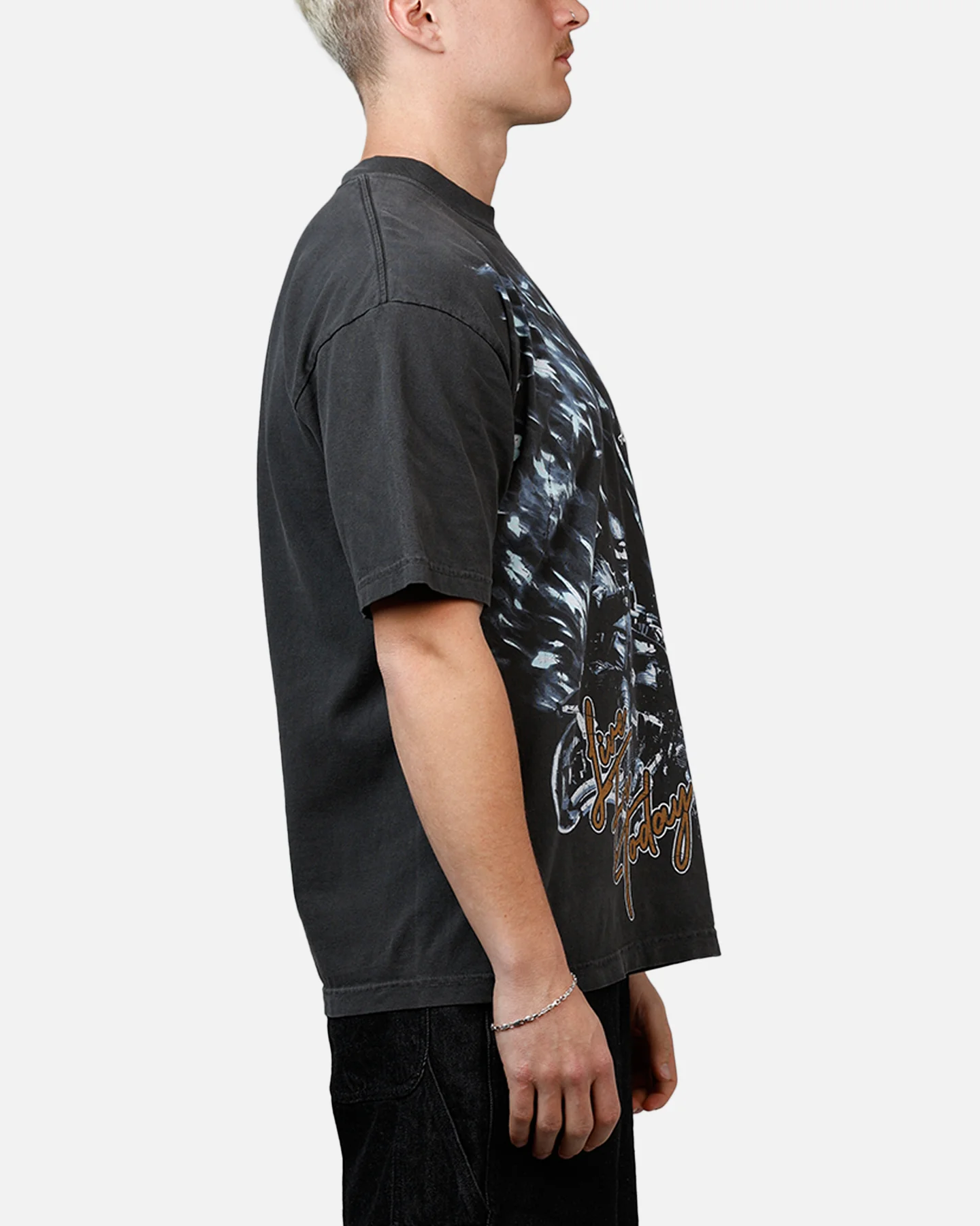 Sworn To Us Ride Strong 'Outlaw Spirit' T-Shirt Washed Black - Image 4