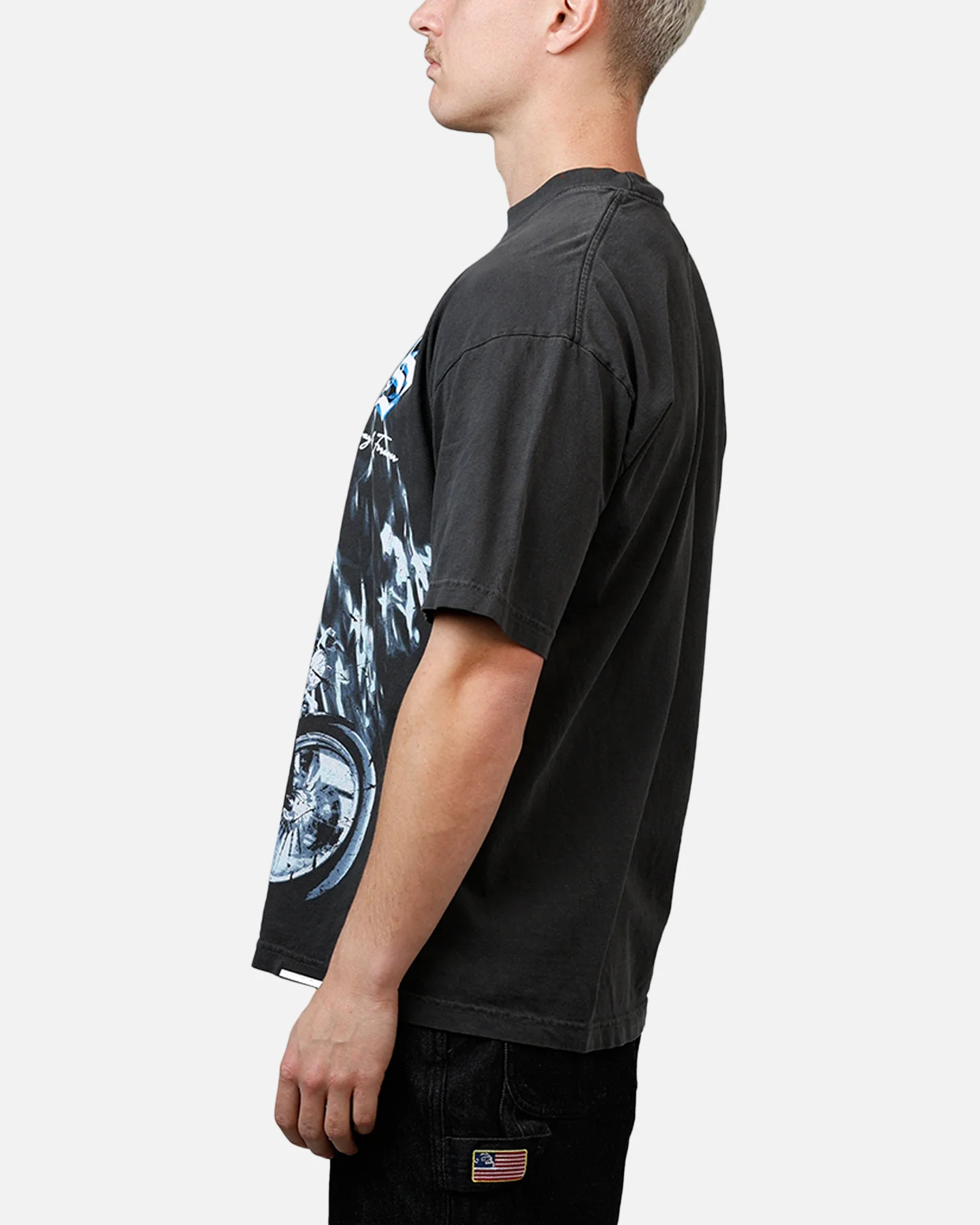 Sworn To Us Ride Strong 'Outlaw Spirit' T-Shirt Washed Black - Image 5