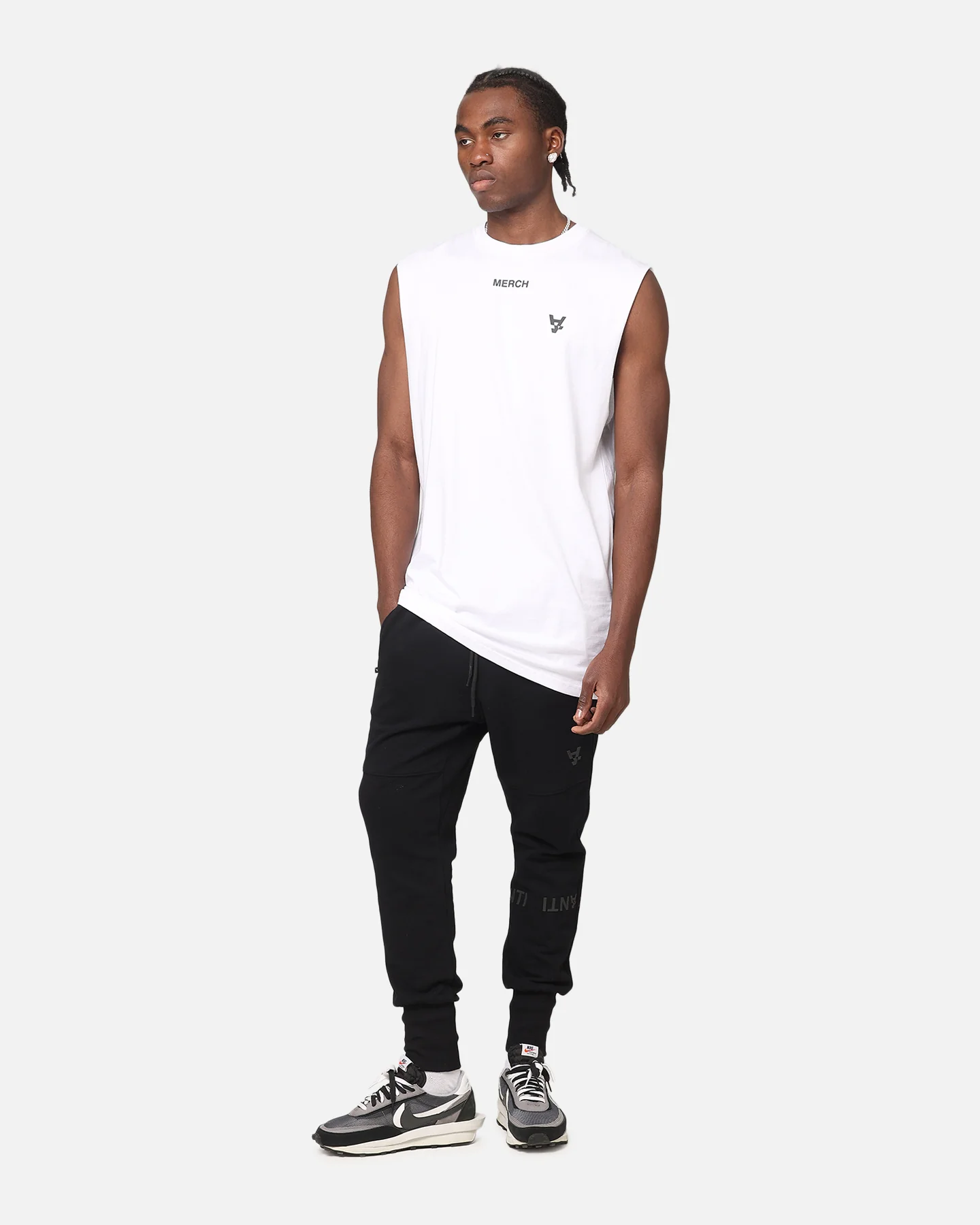 The Anti Order A Logo Merch Oversized Muscle T-Shirt White/Black - Image 4