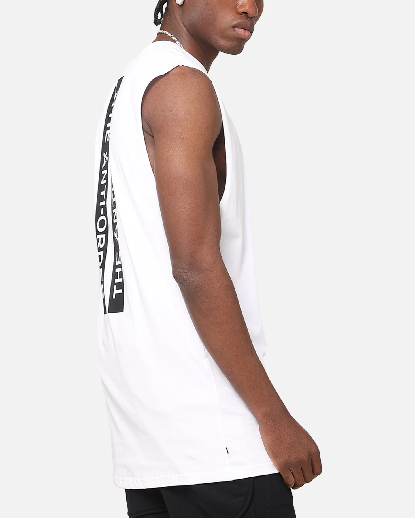 The Anti Order A Logo Merch Oversized Muscle T-Shirt White/Black - Image 5
