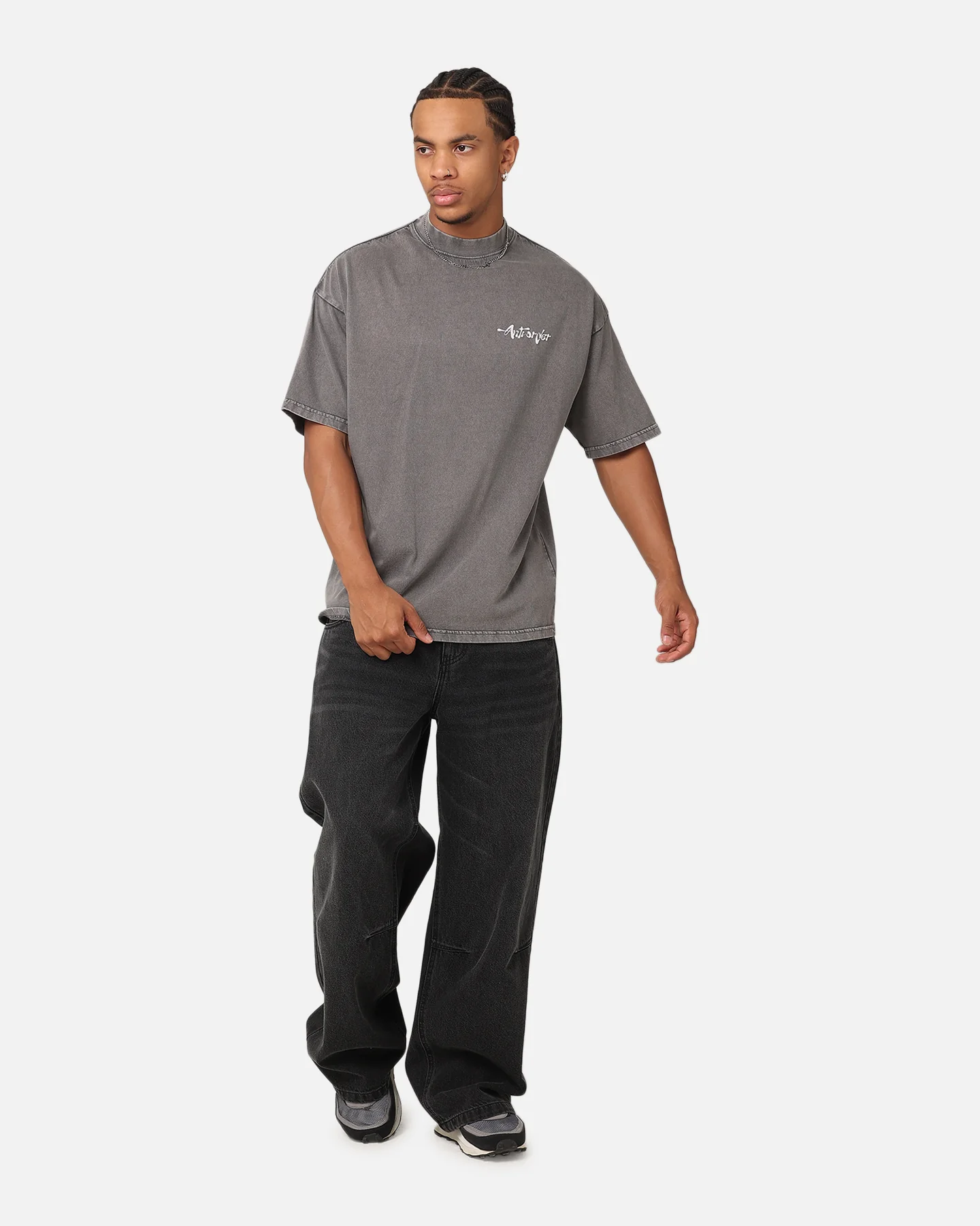 The Anti Order A2K Mock Neck T-Shirt Washed Charcoal - Image 4