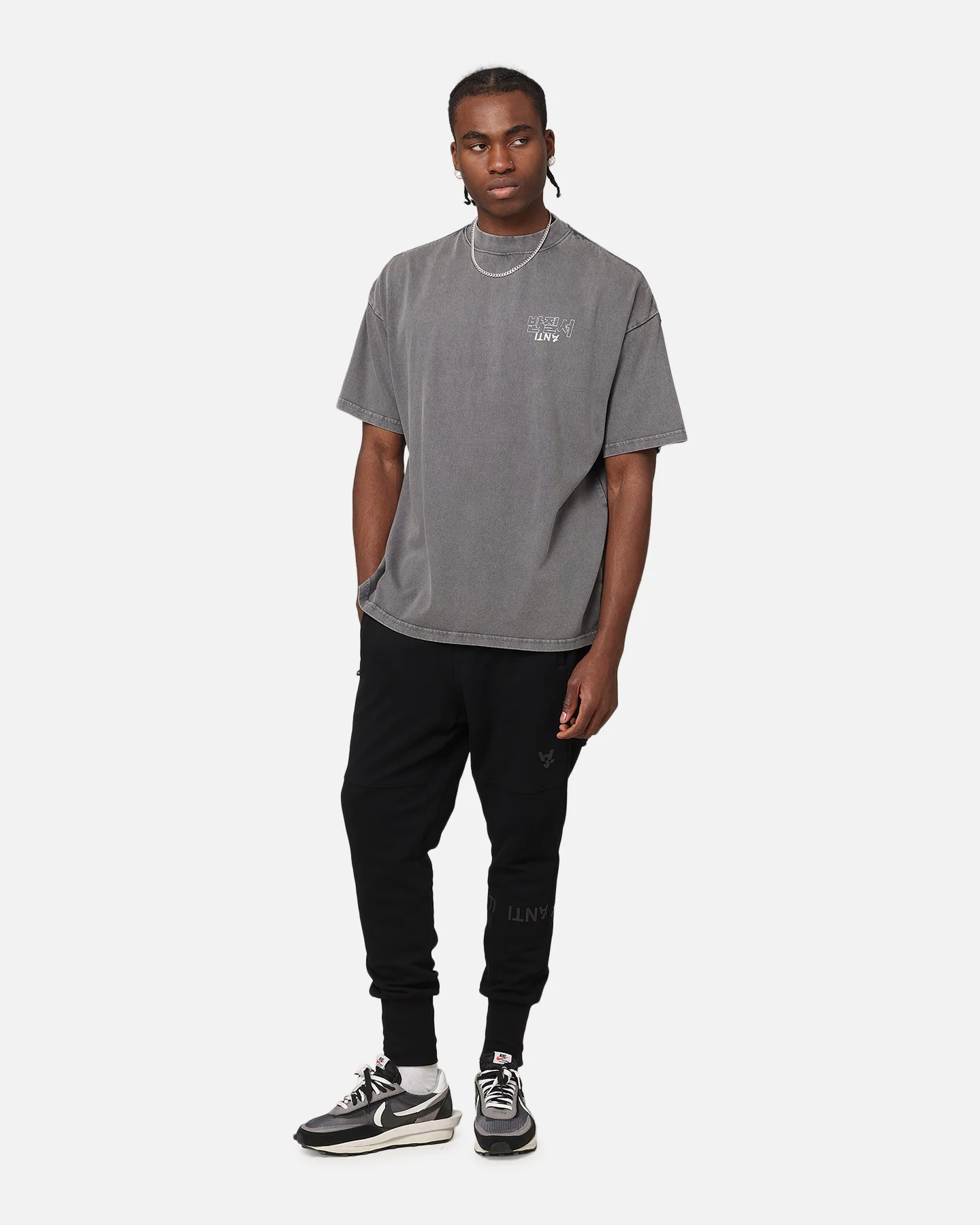 The Anti Order Agma Mock Neck T-Shirt Washed Charcoal - Image 4