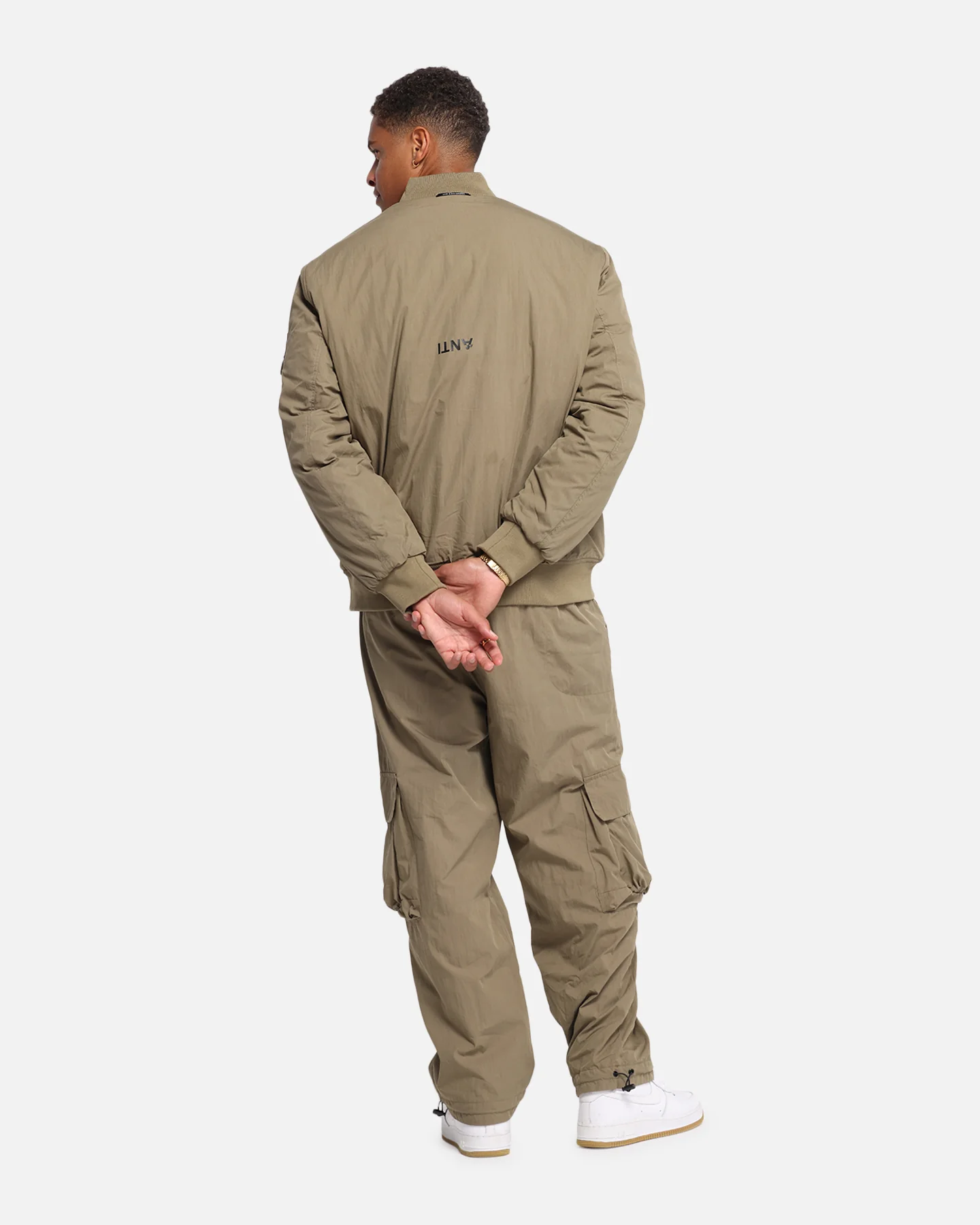 The Anti Order Anti Essential Oversized Bomber Jacket Dark Taupe - Image 4