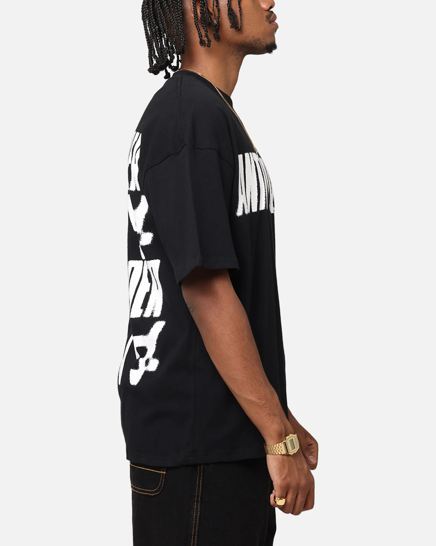 The Anti Order Anti Stacked Drop Shoulder T-Shirt Black - Image 5