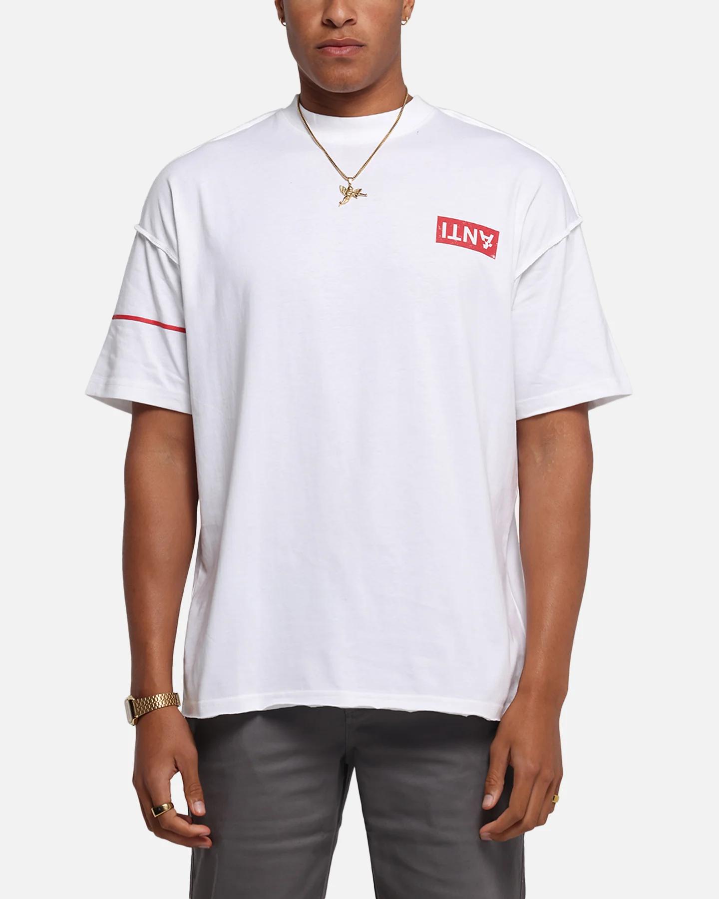 The Anti Order Azero Non Seam Oversized T-Shirt White/Red - Image 2