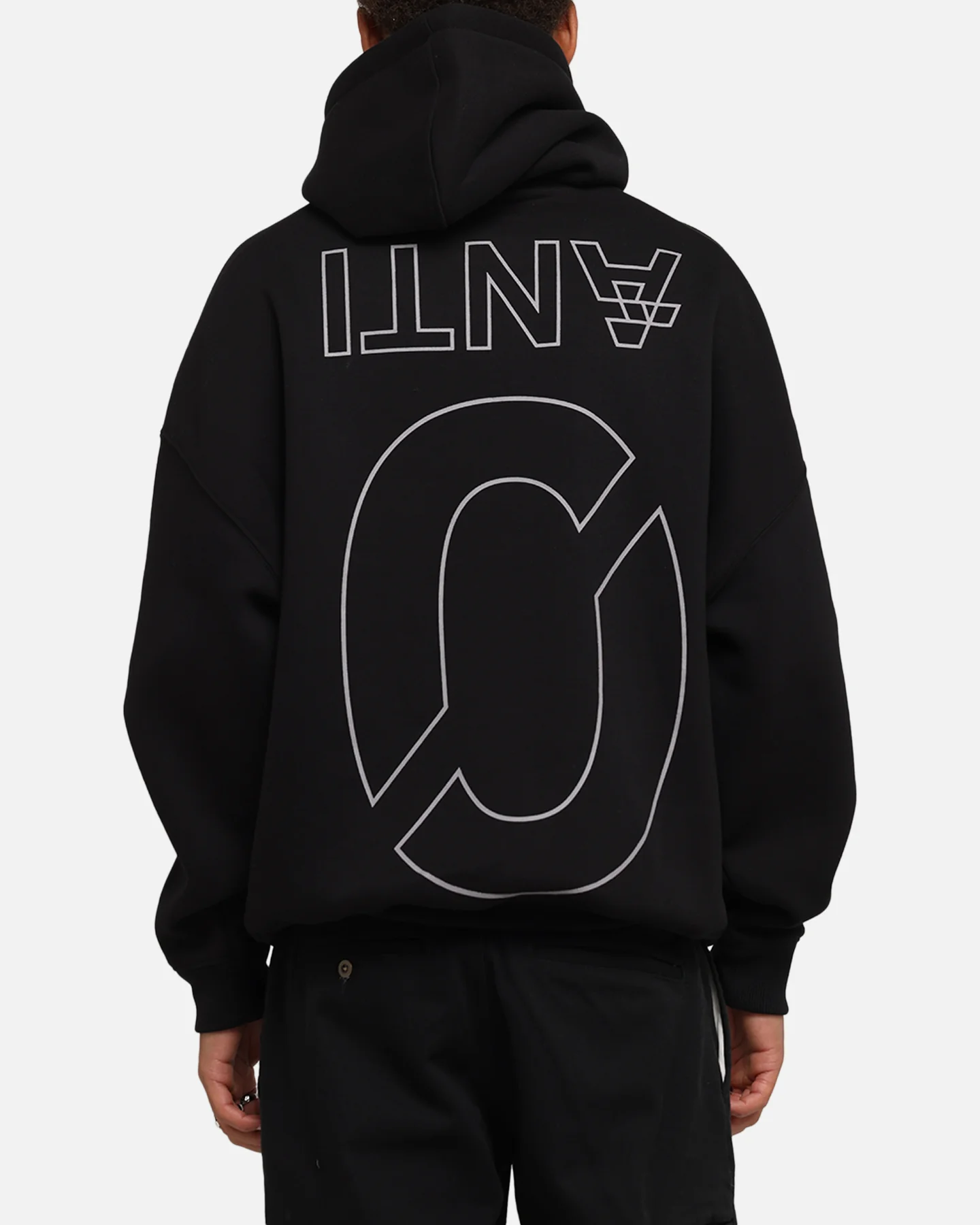 The Anti Order Azero Stencil Boxy Hoodie Black