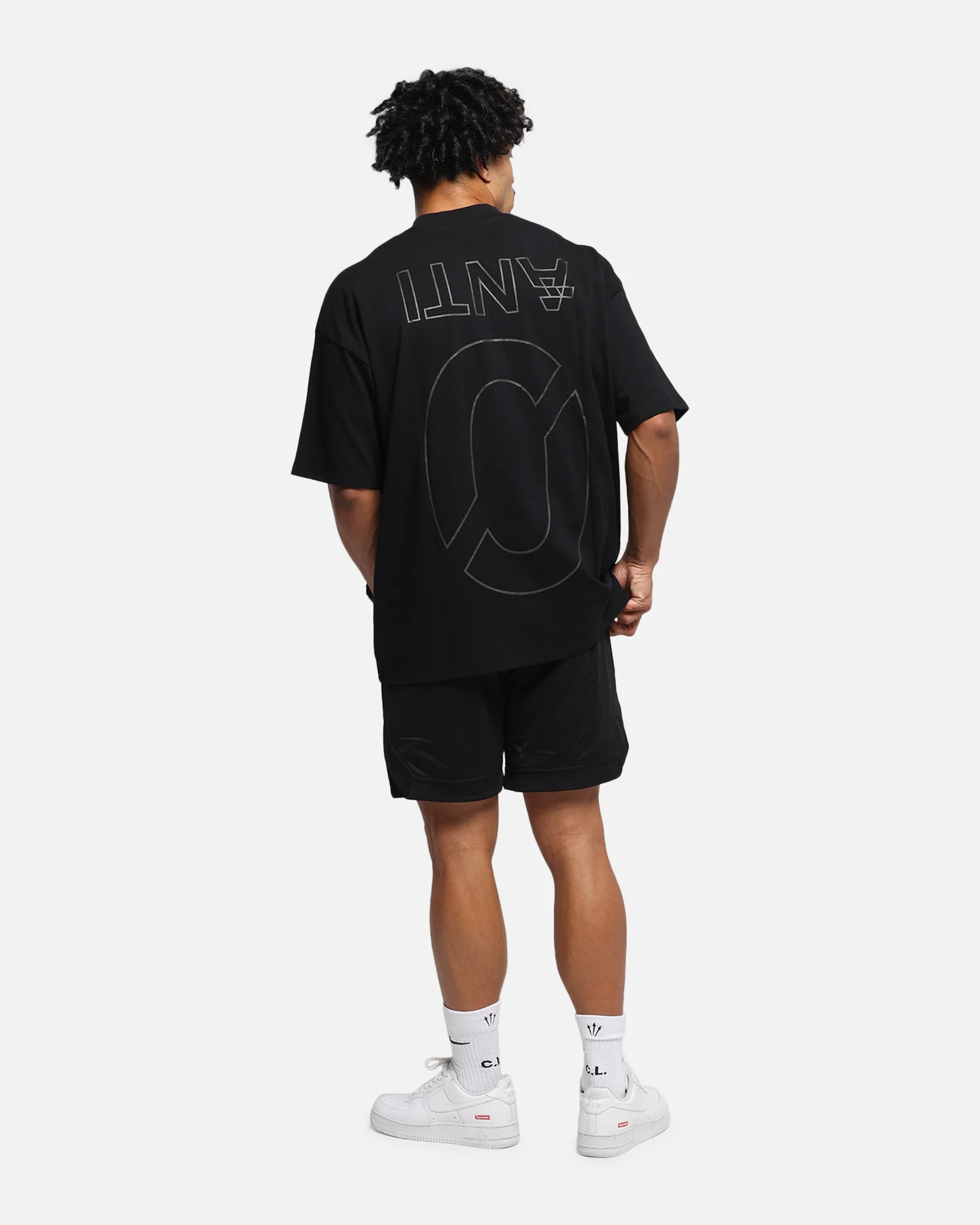 The Anti Order Azero Stencil Mock Neck T-Shirt Black - Image 3