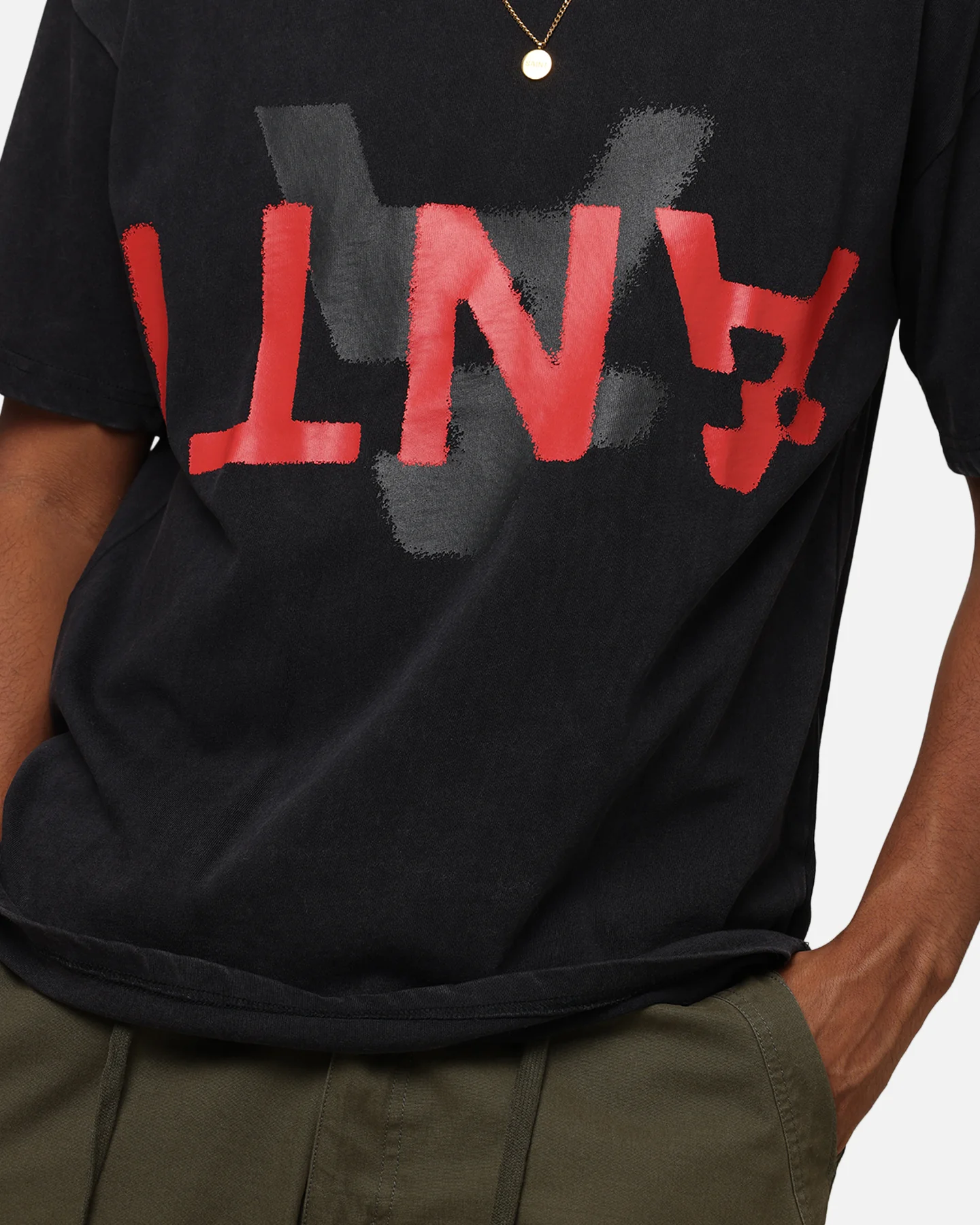The Anti Order Echo Spray Drop Shoulder T-Shirt Black Acidwash - Image 6