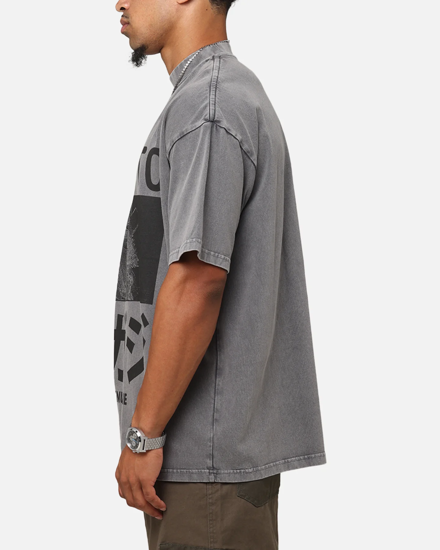The Anti Order Genuine Fake Mock Neck T-Shirt Washed Charcoal - Image 6