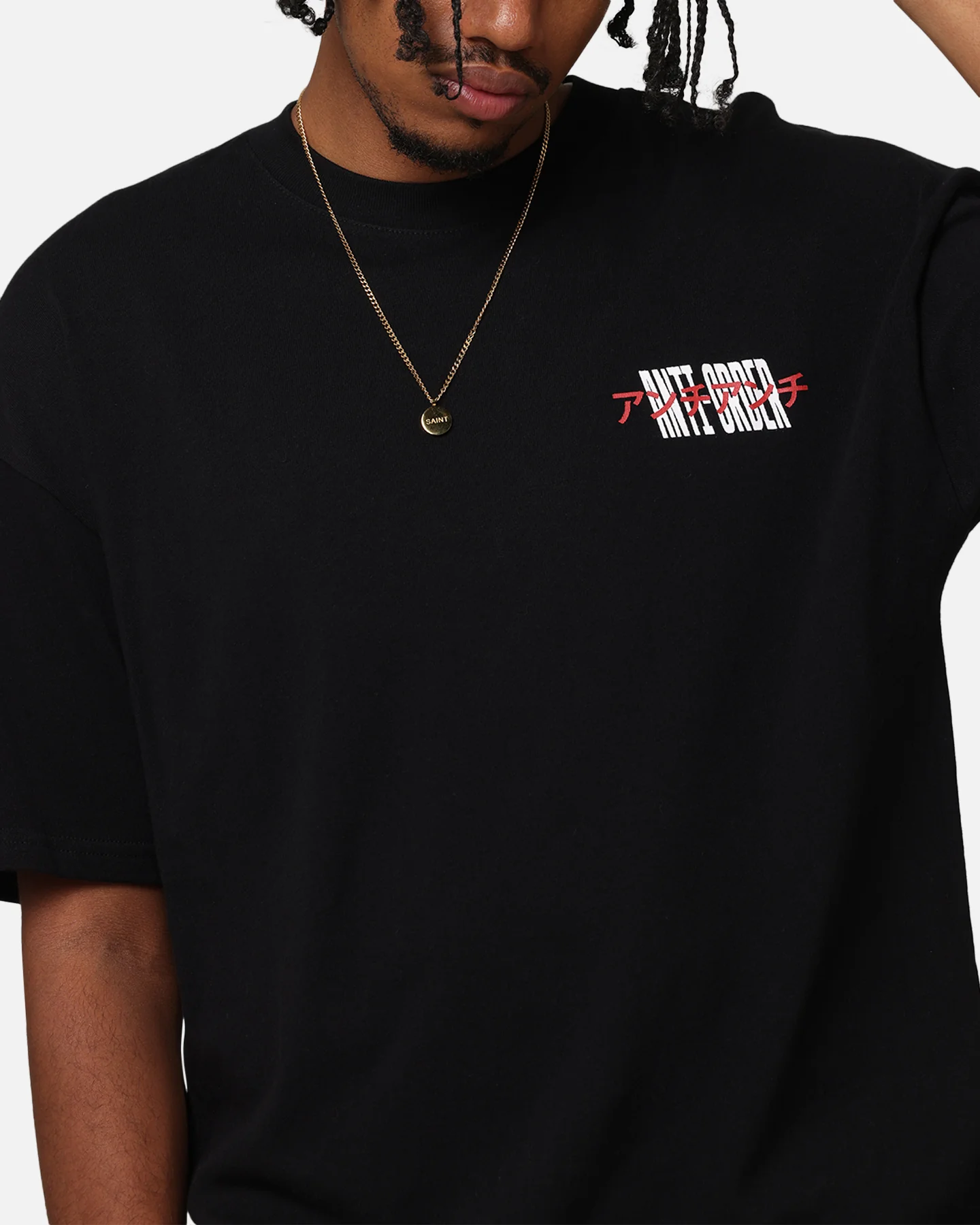 The Anti Order Junya Drop Shoulder T-Shirt Black - Image 8