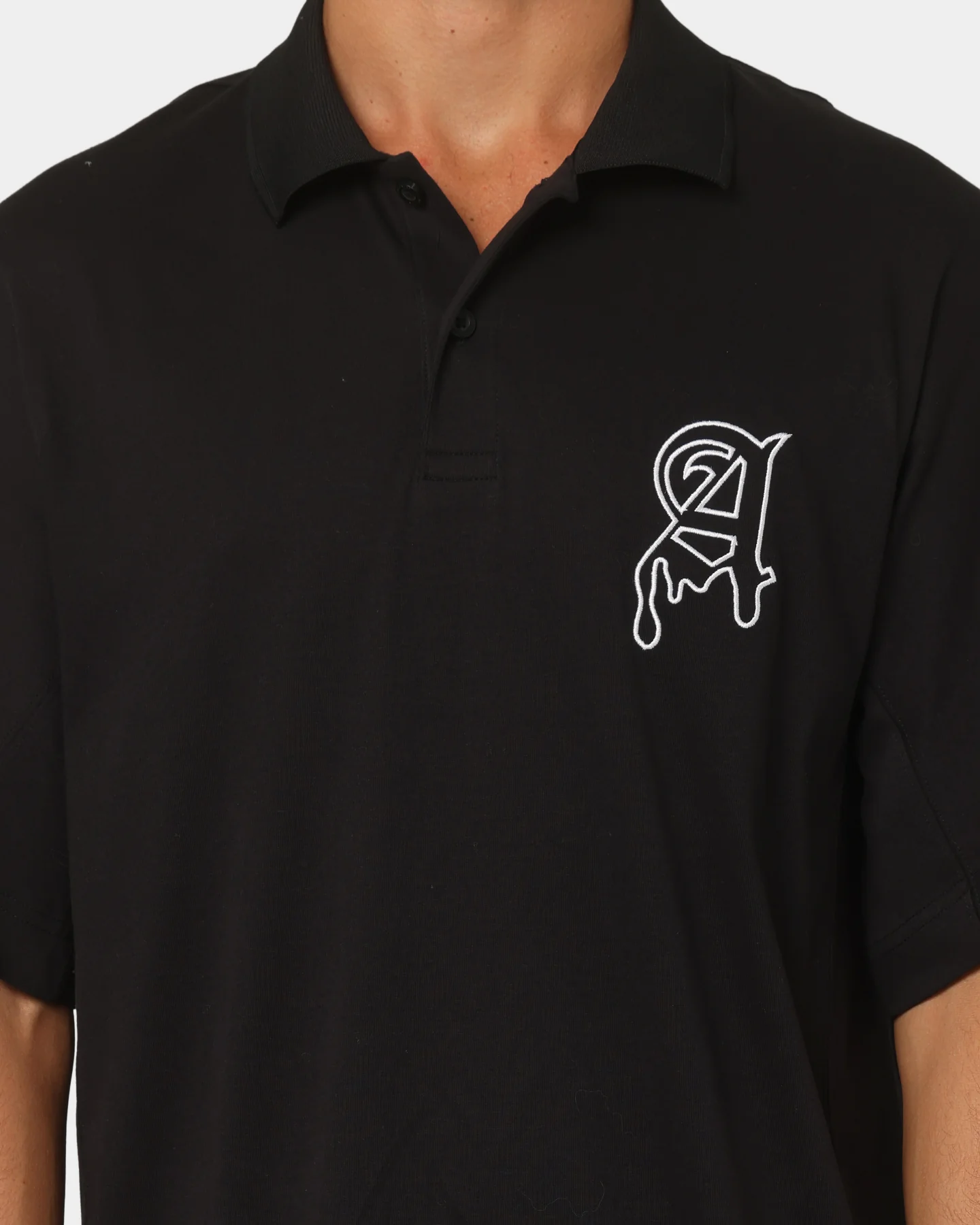 The Anti Order Military Oversized Polo Shirt Black/White - Image 3