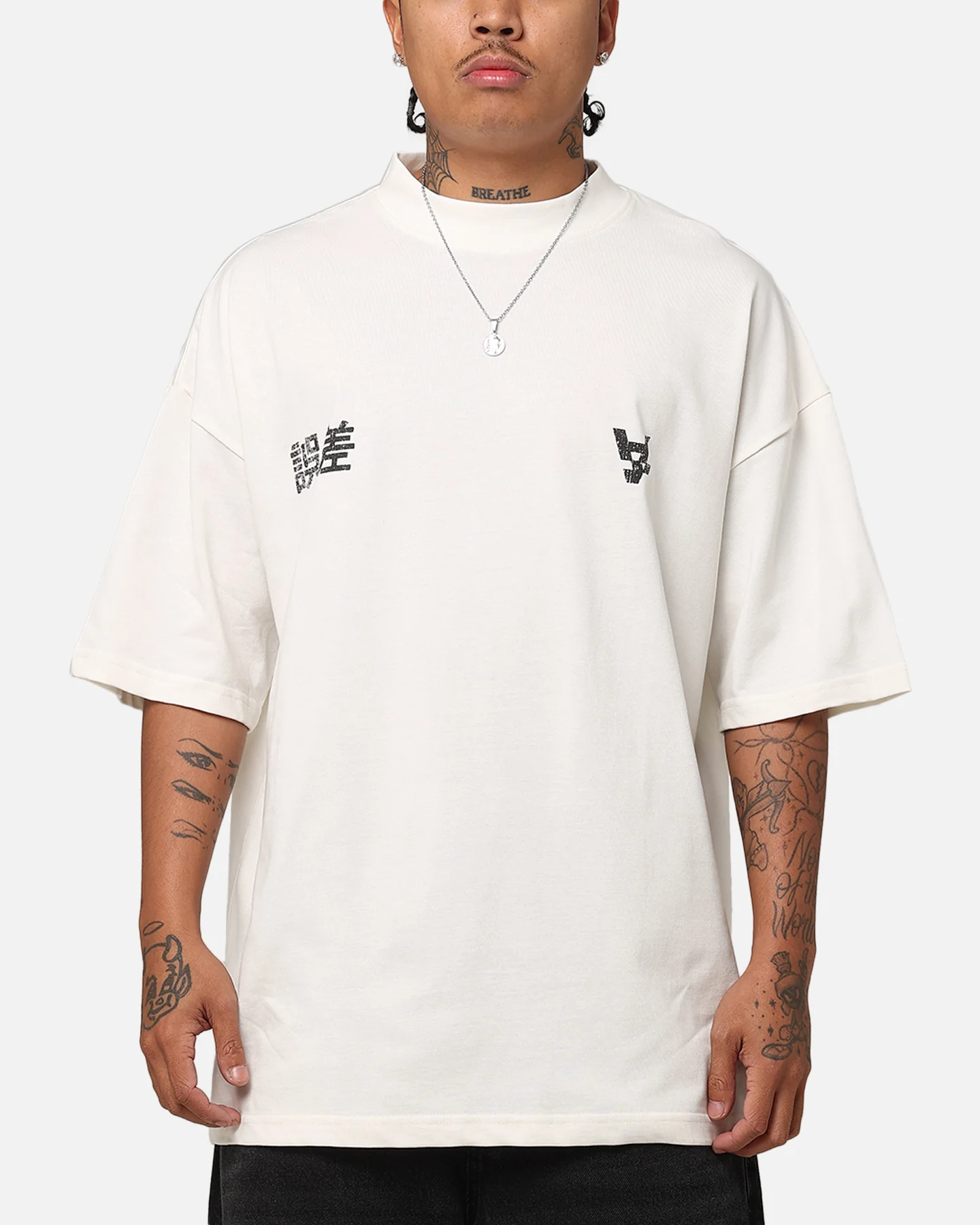 The Anti Order Oni Mockneck T-Shirt Off White - Image 2