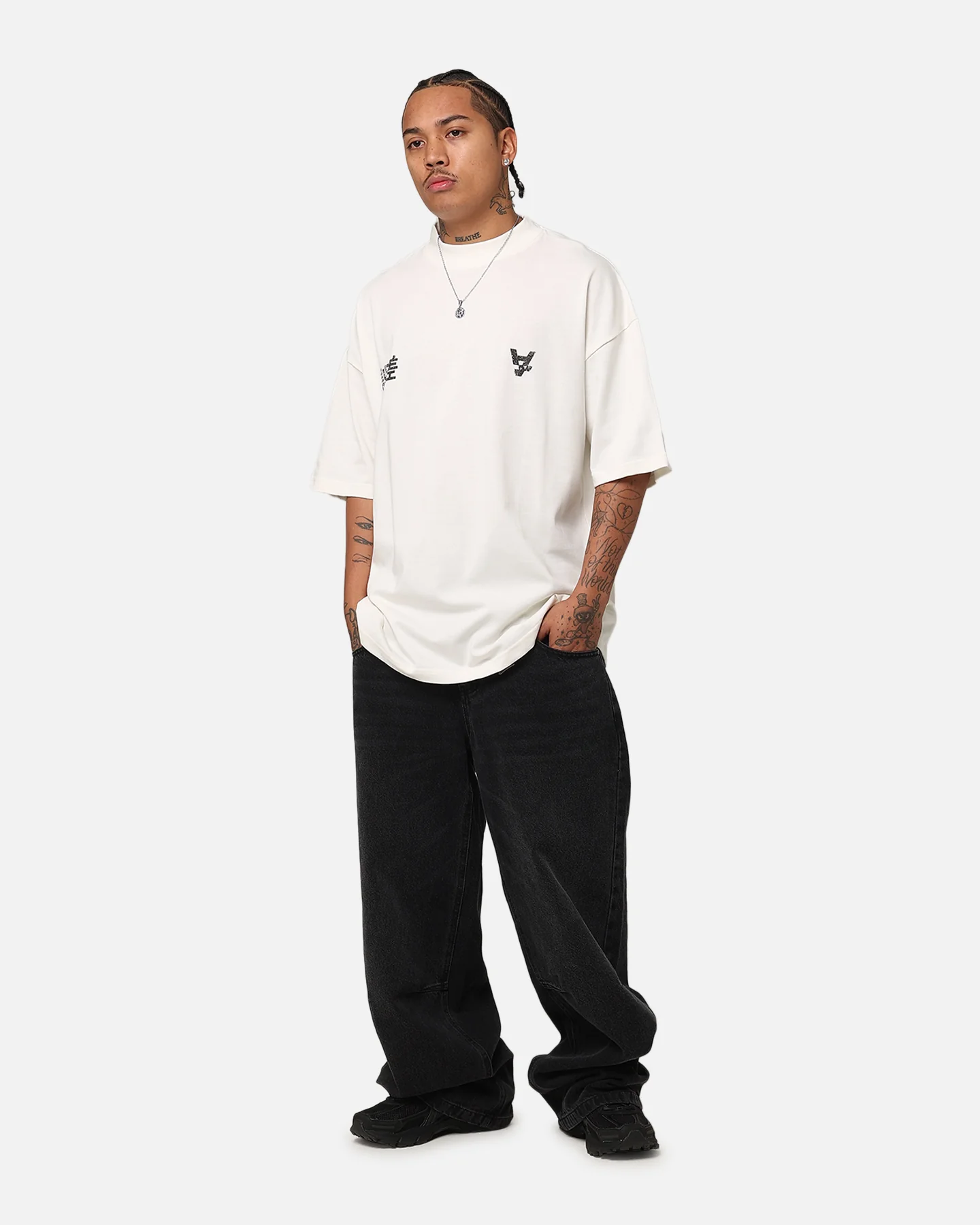 The Anti Order Oni Mockneck T-Shirt Off White - Image 4