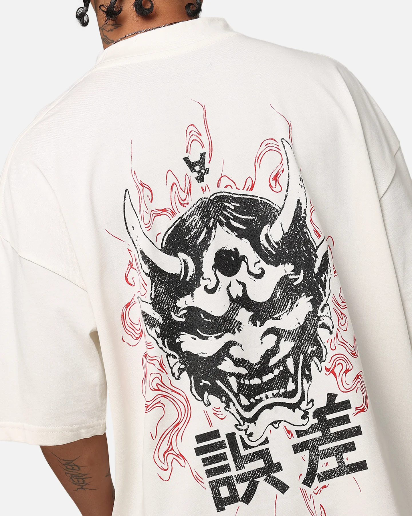 The Anti Order Oni Mockneck T-Shirt Off White - Image 7