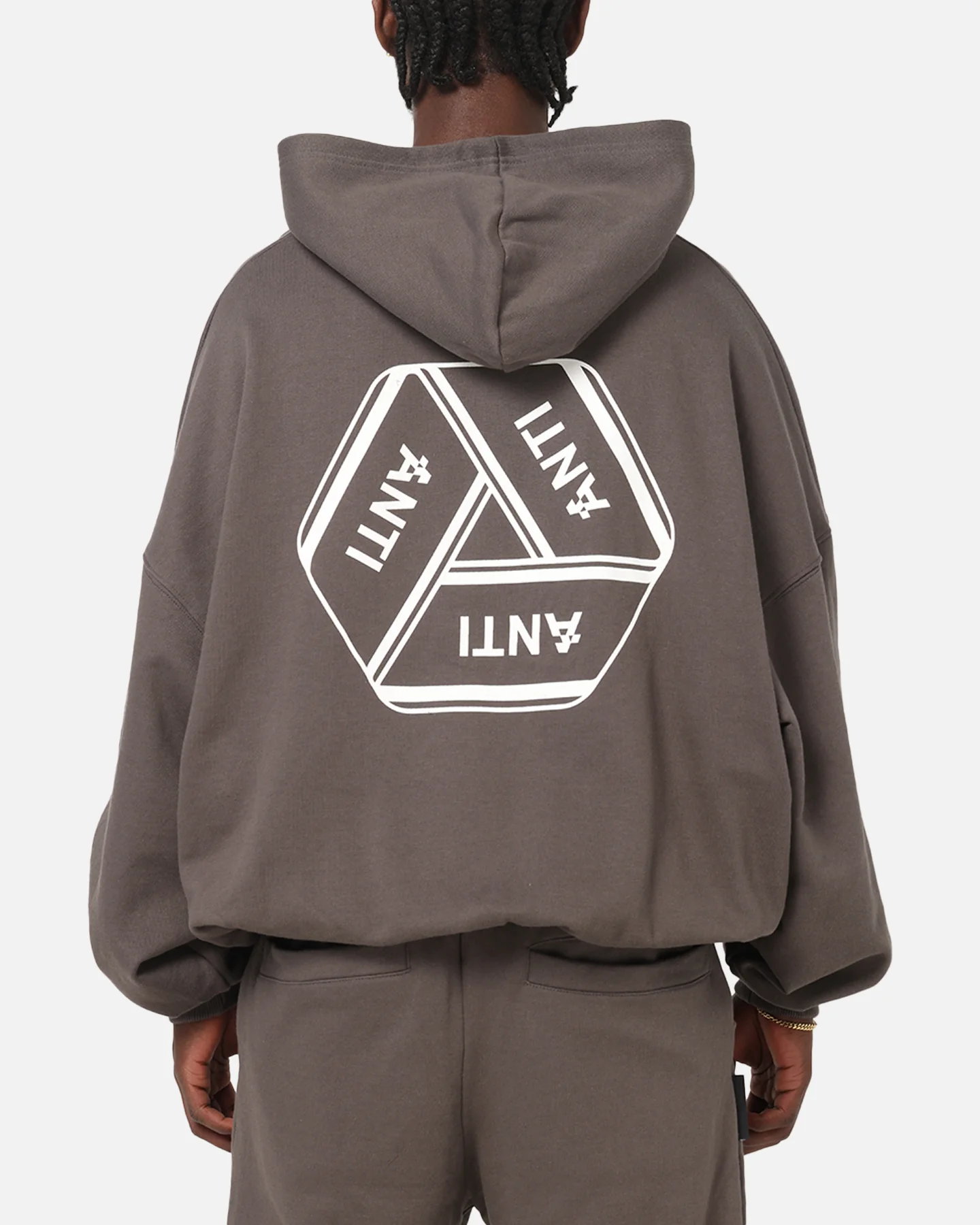 The Anti Order Reverse Logo Hoodie Charcoal Grey - Image 2