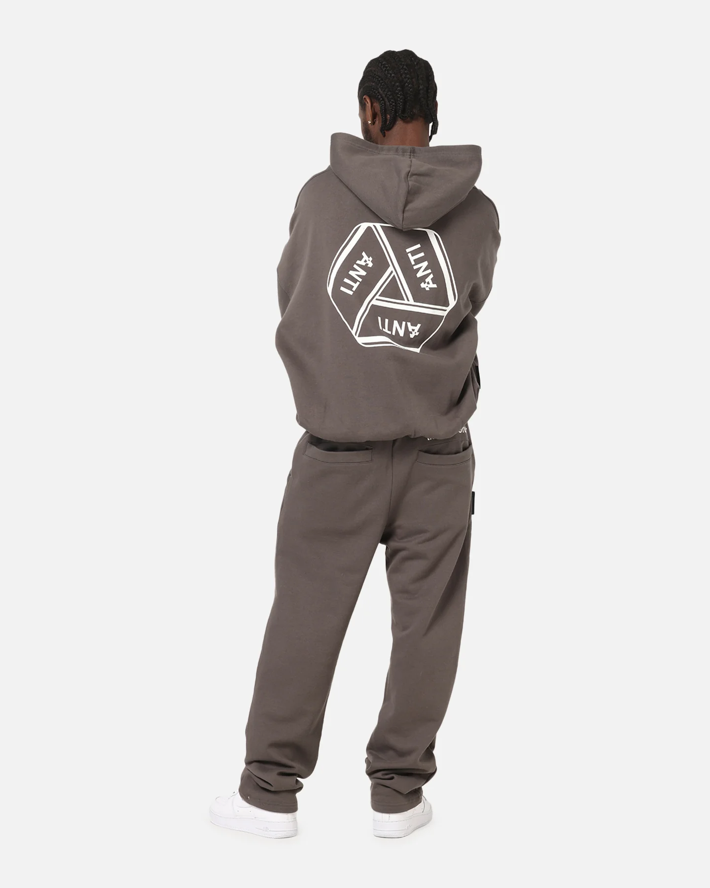 The Anti Order Reverse Logo Hoodie Charcoal Grey - Image 4