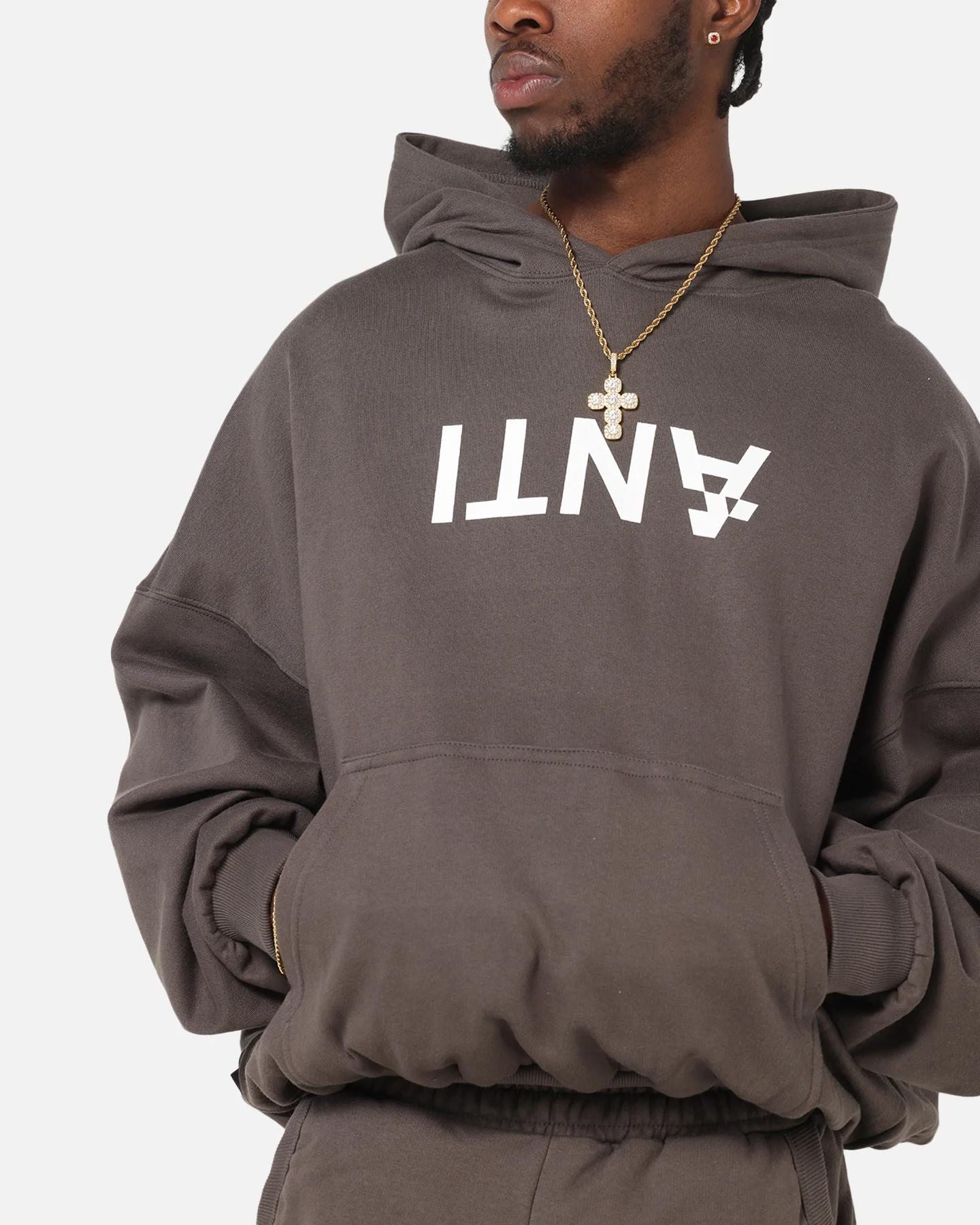 The Anti Order Reverse Logo Hoodie Charcoal Grey - Image 7