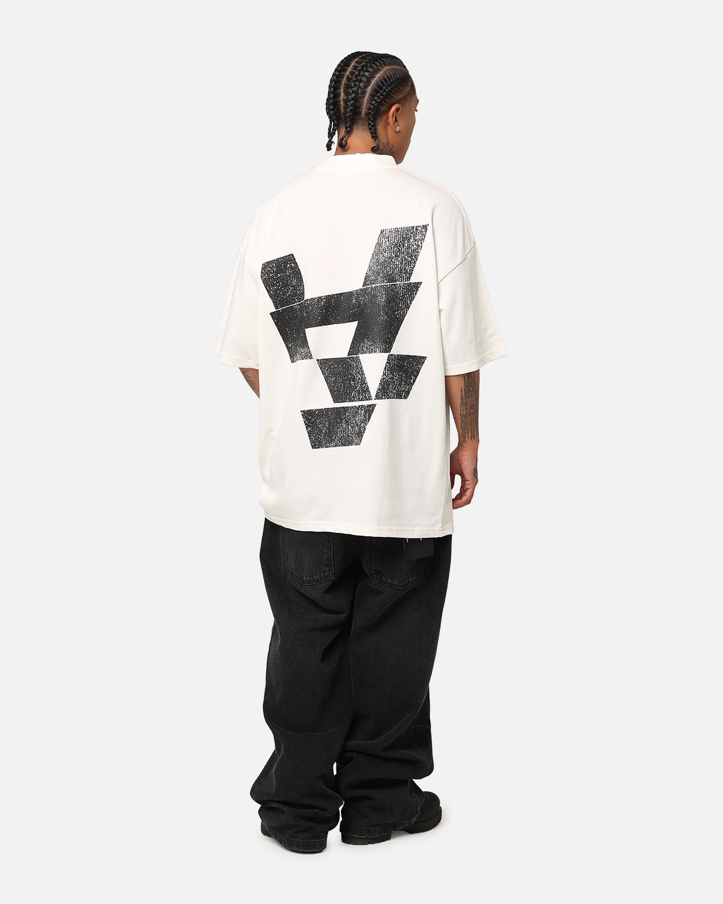 The Anti Order Smash Repair Mock Neck T-Shirt Off White/Black - Image 3
