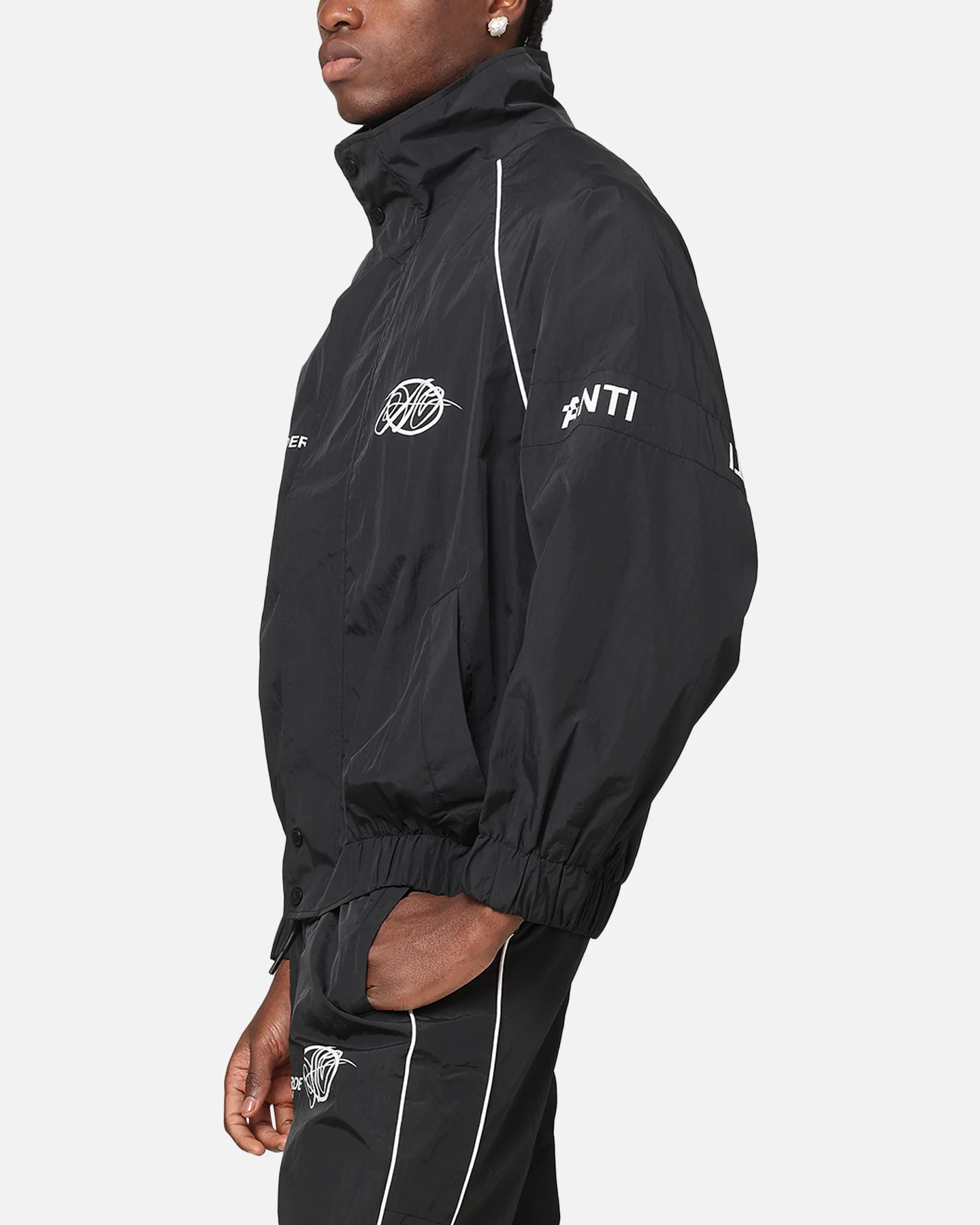 The Anti Order Track Club Windbreaker Jacket Black/Grey - Image 6