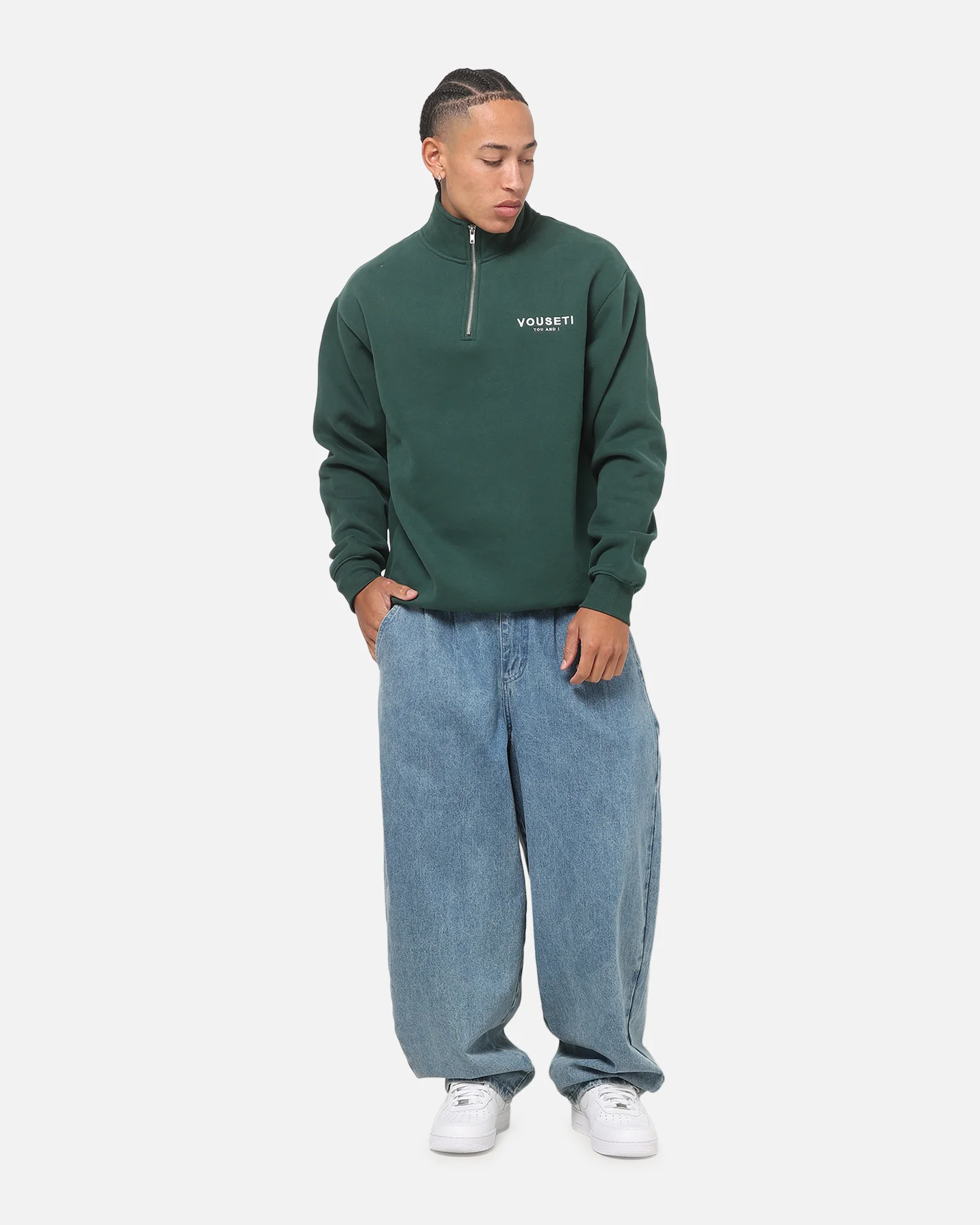 Vouseti The OG Quarter Zip Crewneck Forest Green - Image 3