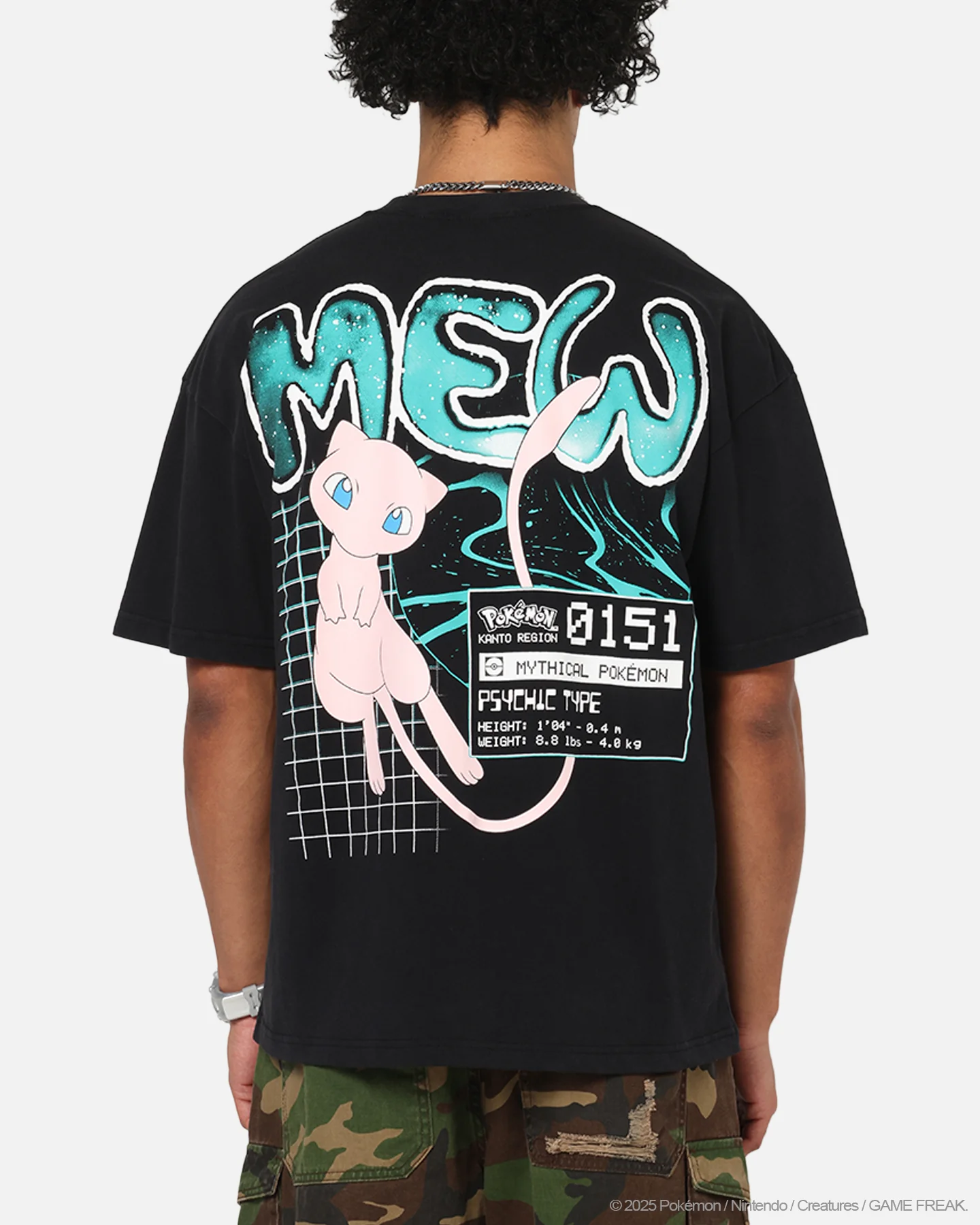 The Pokémon Collection By 73Studio Mew Vintage T-Shirt Off Black - Image 2