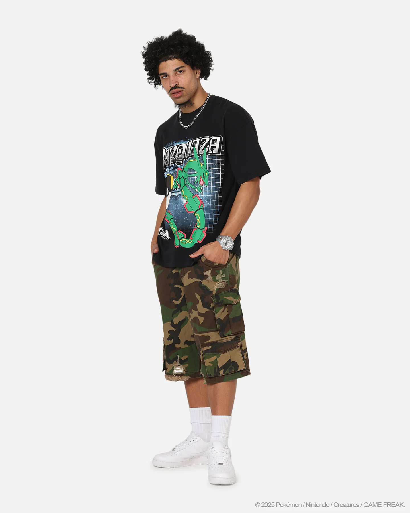The Pokémon Collection By 73Studio Rayquaza Vintage T-Shirt Off Black - Image 3