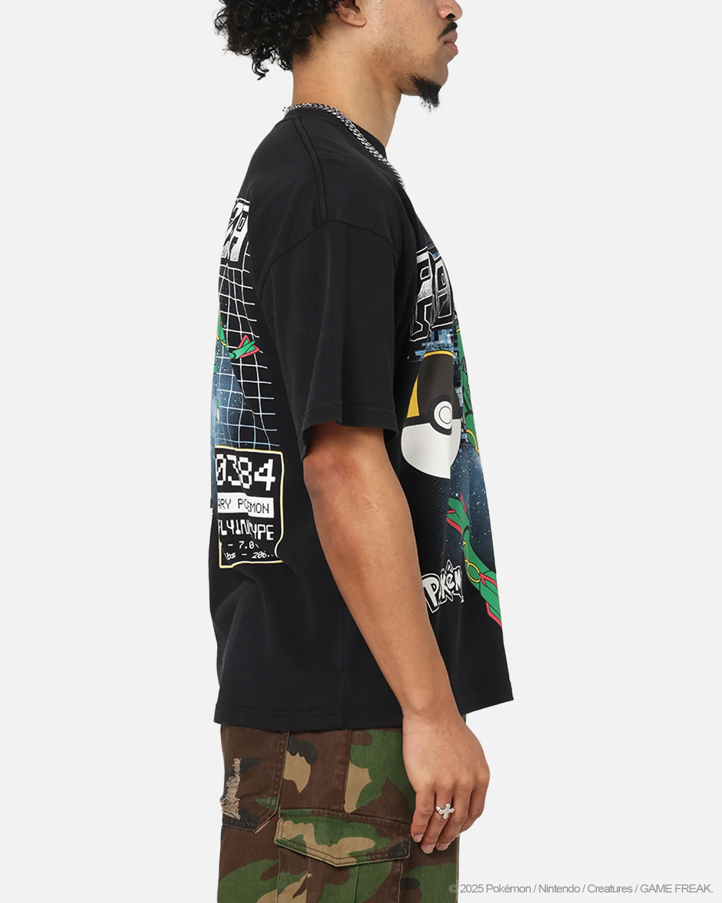 The Pokémon Collection By 73Studio Rayquaza Vintage T-Shirt Off Black - Image 5