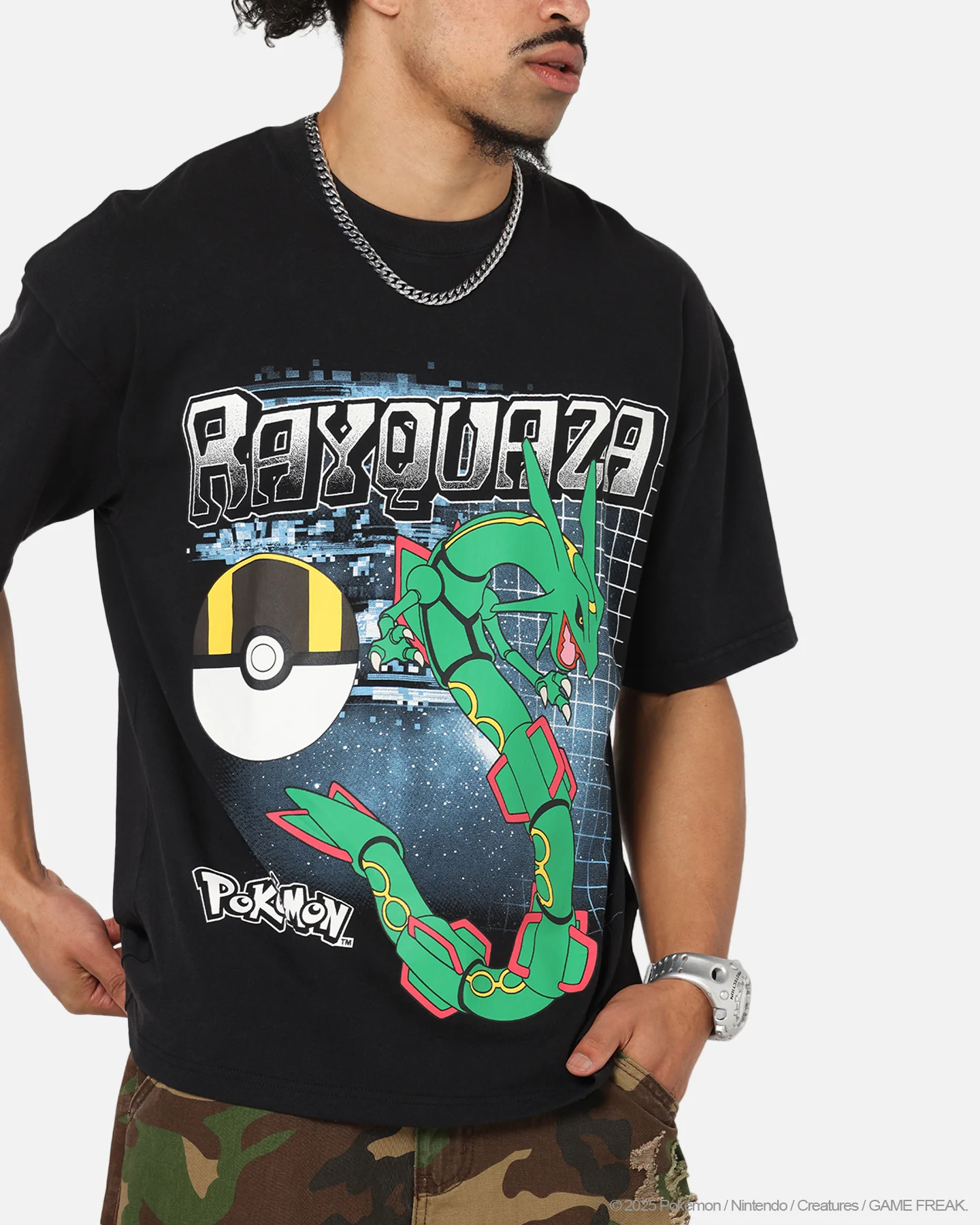 The Pokémon Collection By 73Studio Rayquaza Vintage T-Shirt Off Black - Image 7