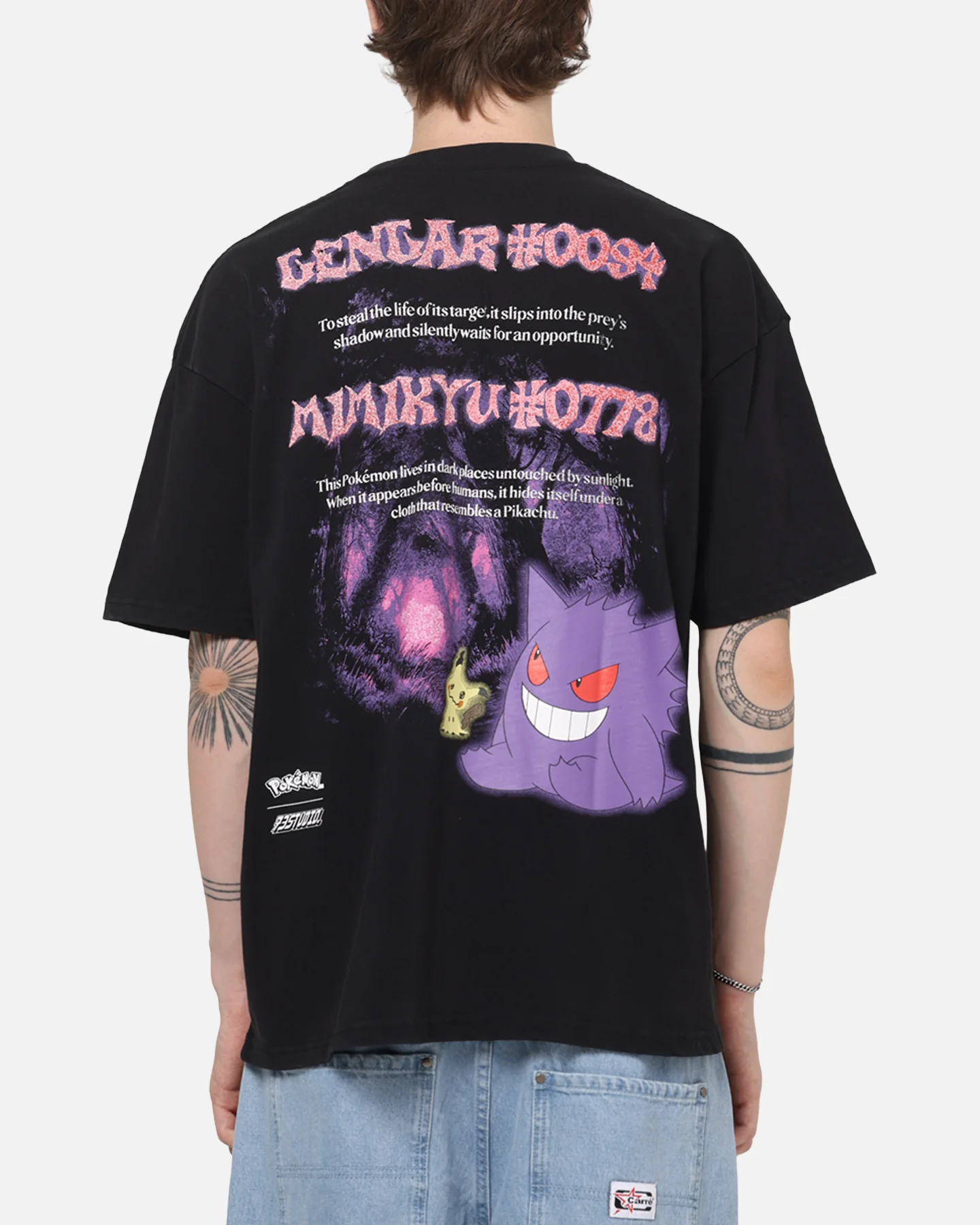 The Pokémon Collection By 73Studio Gengar Mimikyu T-Shirt Black Acidwash - Image 2