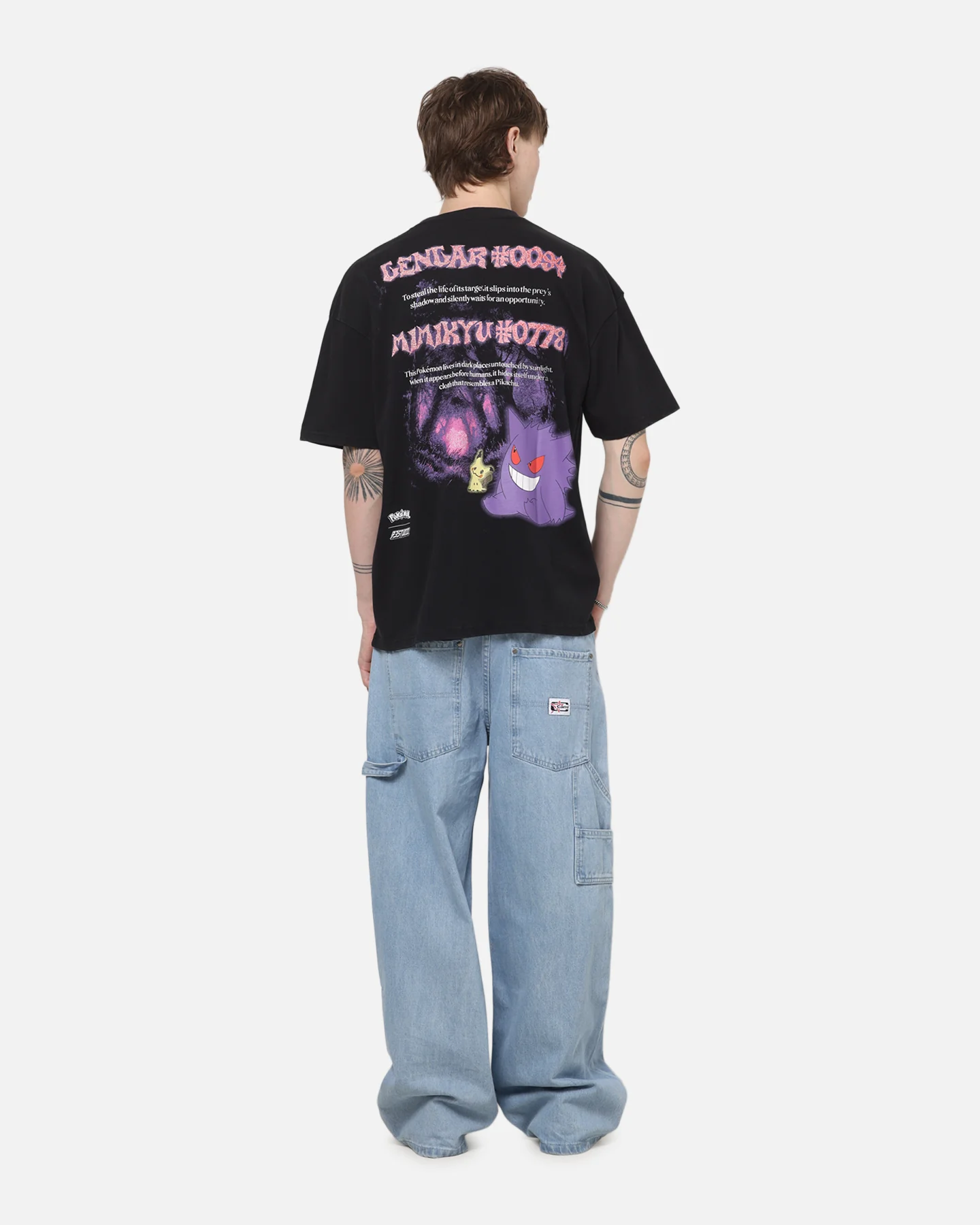 The Pokémon Collection By 73Studio Gengar Mimikyu T-Shirt Black Acidwash - Image 3