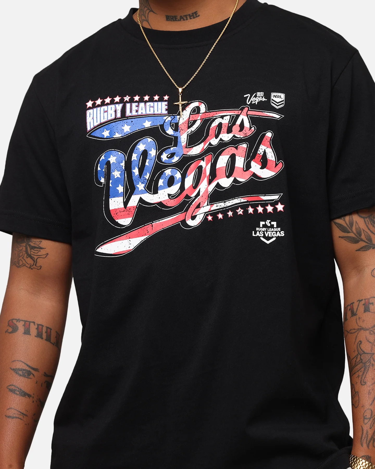 Tidwell NRL 2025 Las Vegas Round Flag T-Shirt Black - Image 6