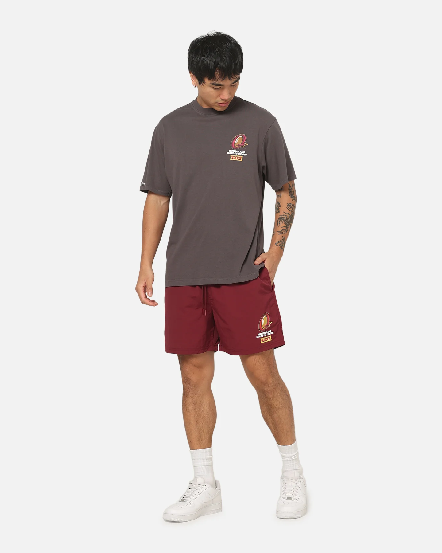 Mitchell & Ness Queensland Maroons Toad Vintage T-Shirt Slate - Image 4