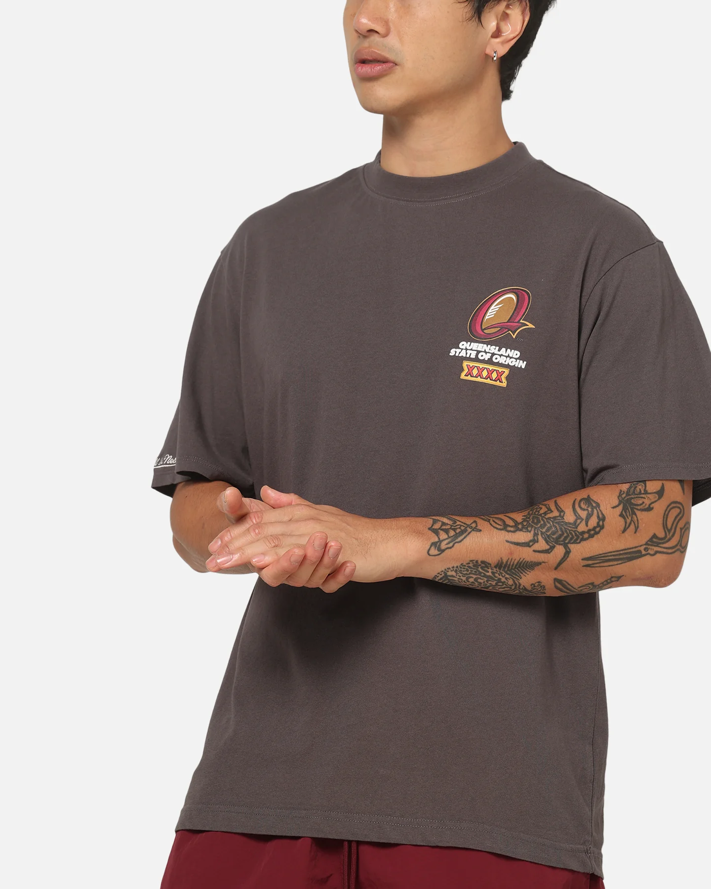 Mitchell & Ness Queensland Maroons Toad Vintage T-Shirt Slate - Image 7