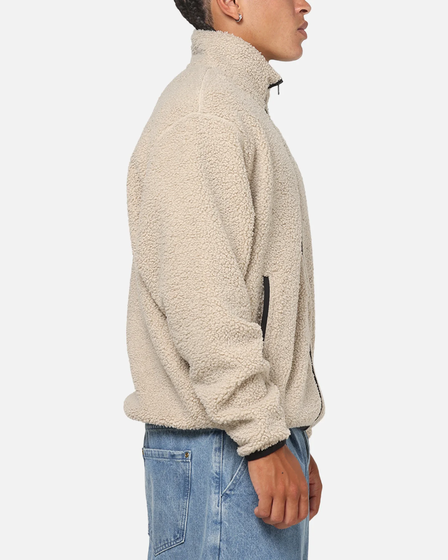Tommy Jeans Relaxed Badge Zip Through Jacket Beige - Image 4