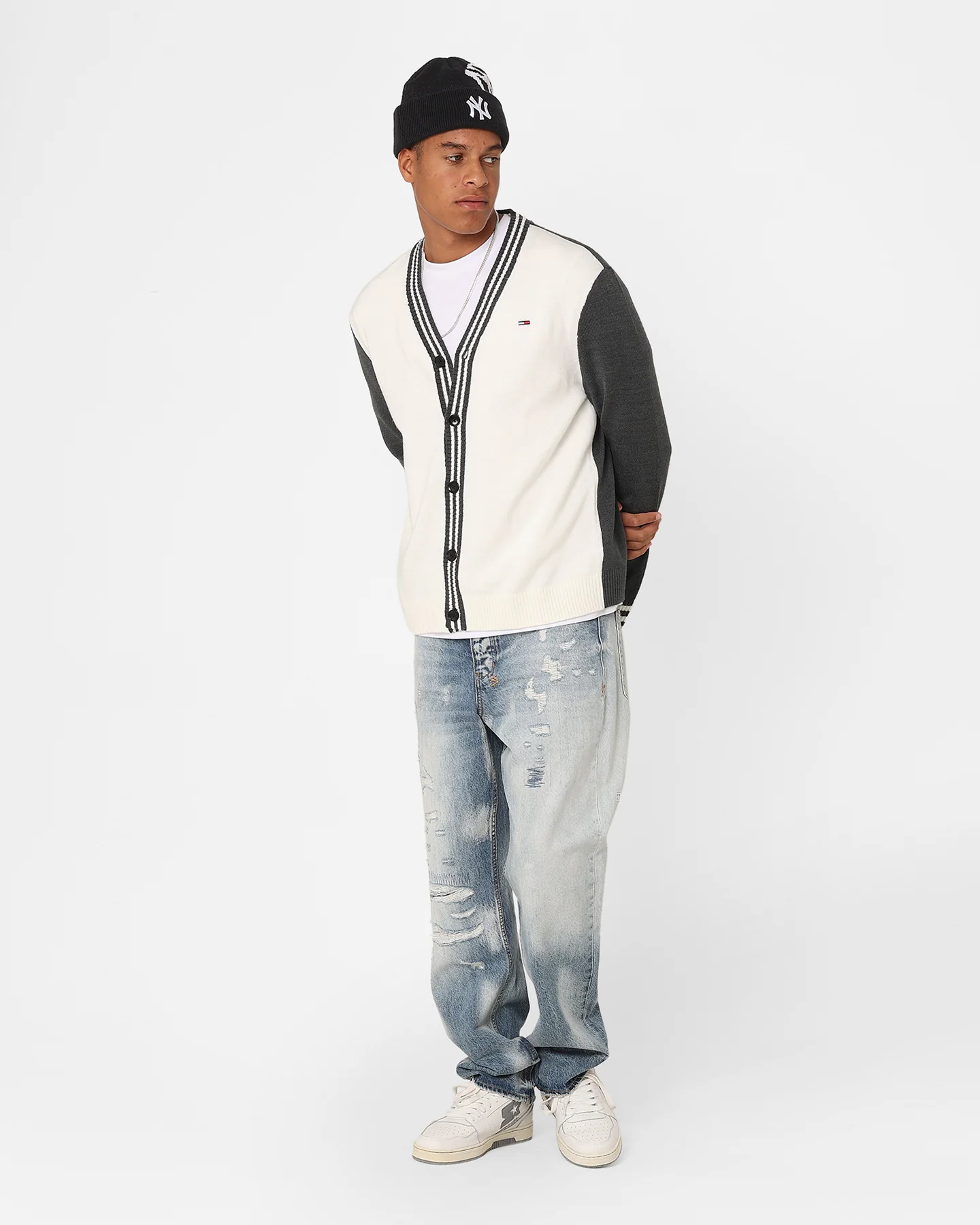 Tommy Jeans Relaxed Collegiate Cardigan Black/Multi - Image 3