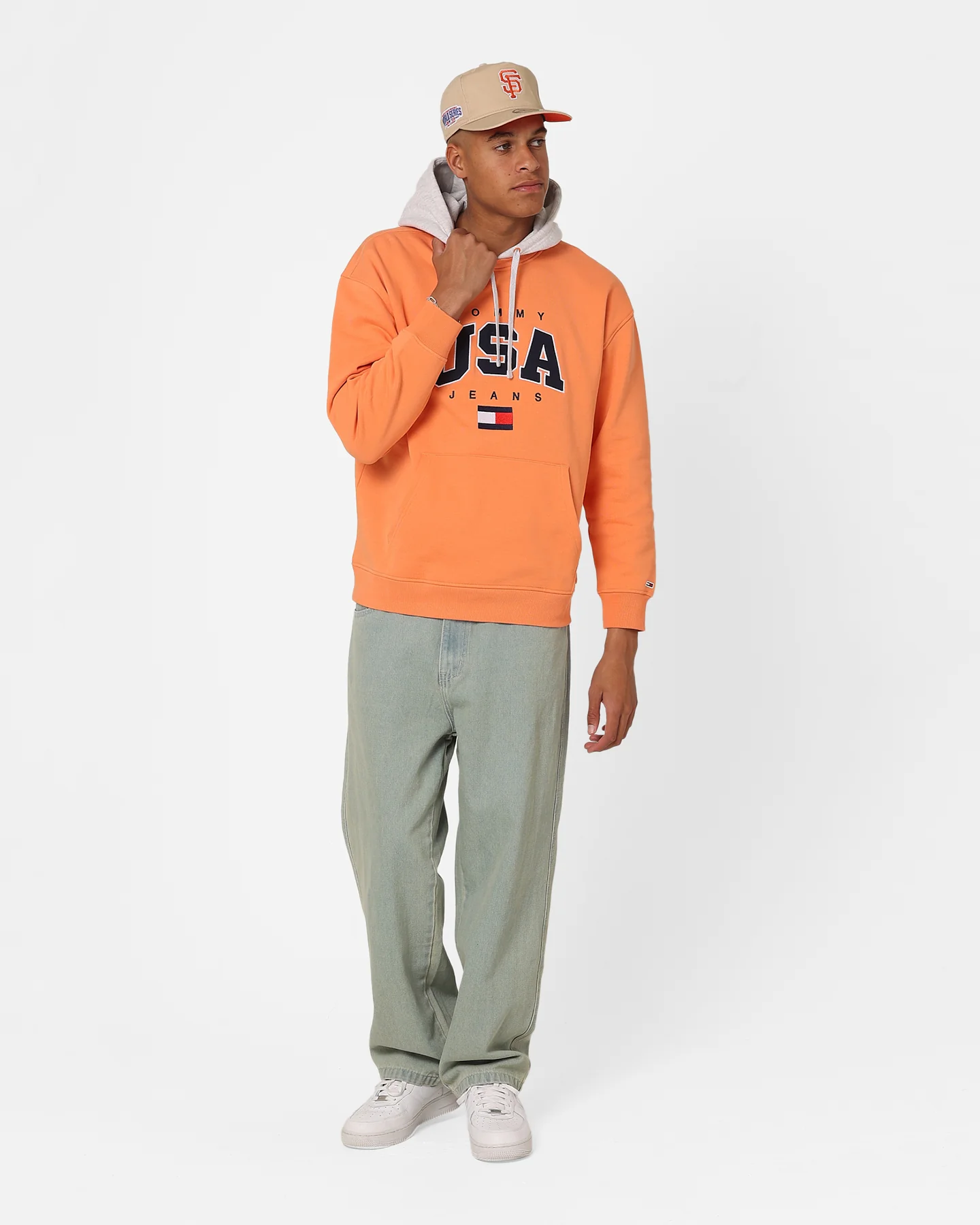Tommy Jeans Relaxed Modern Sport USA Hoodie Citrus Orange - Image 2
