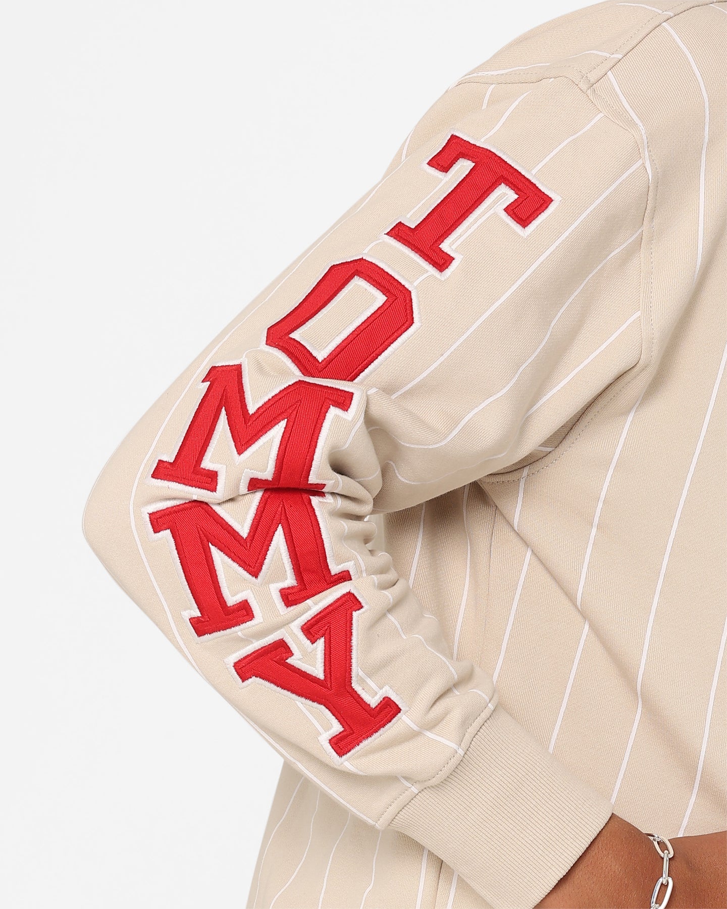 Tommy Jeans Relaxed Pinstripe Hoodie Classic Beige - Image 7