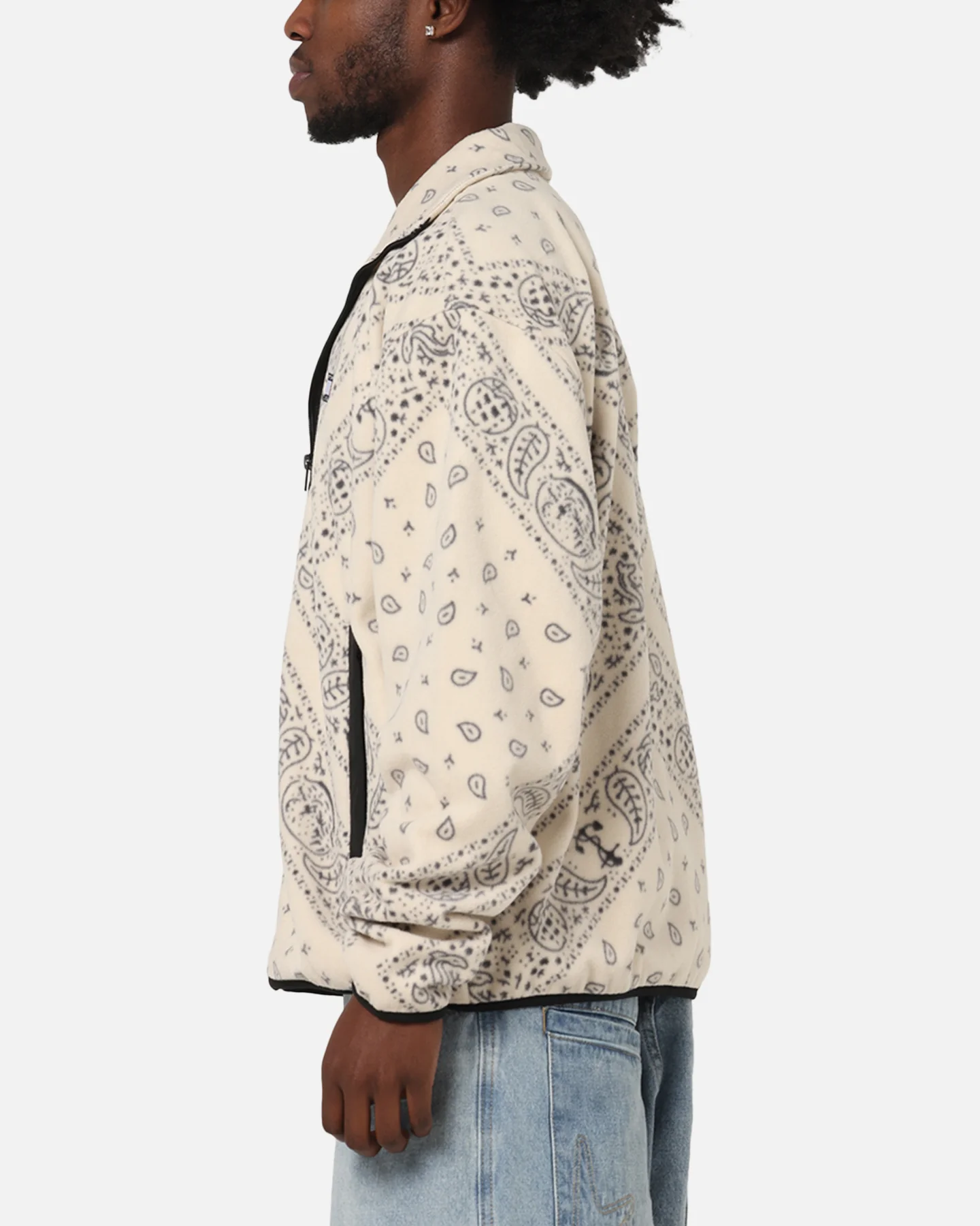 Tommy Jeans Relaxed Zip Paisley Fleece Jacket Newsprint - Image 5
