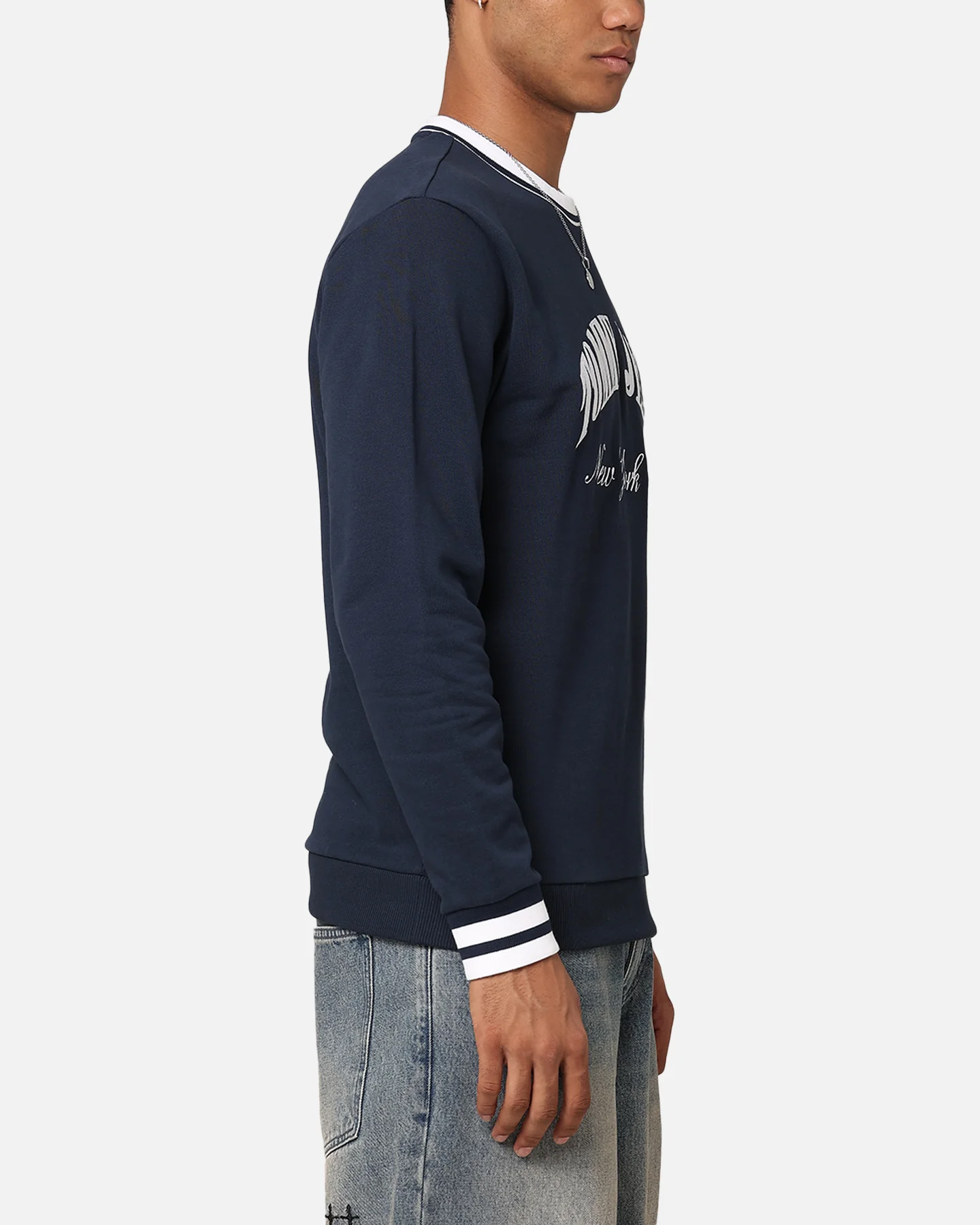 Tommy Jeans TJM Reg Tipping Varsity Crewneck Dark Night Navy - Image 4