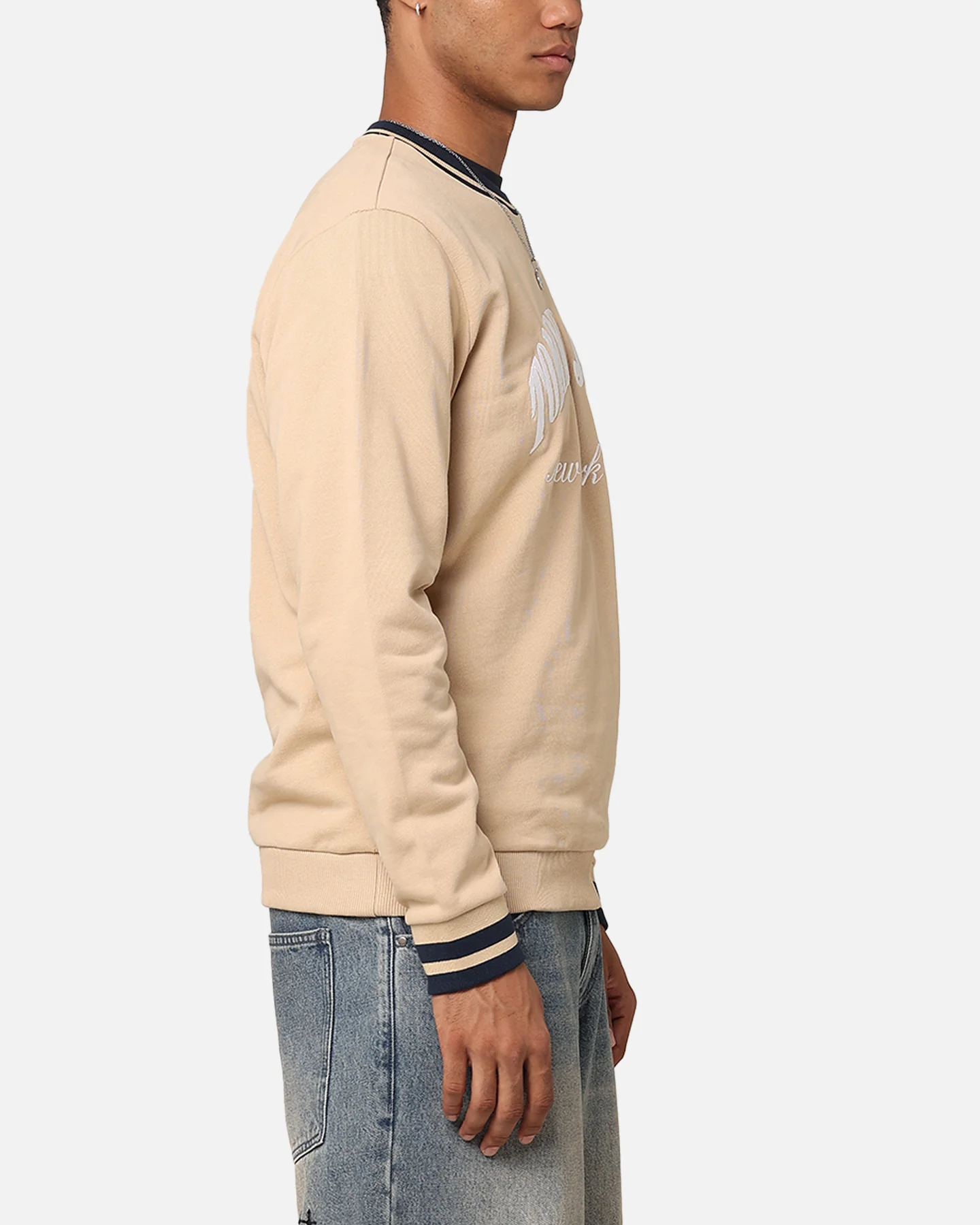 Tommy Jeans TJM Reg Tipping Varsity Crewneck Tawny Sand - Image 4