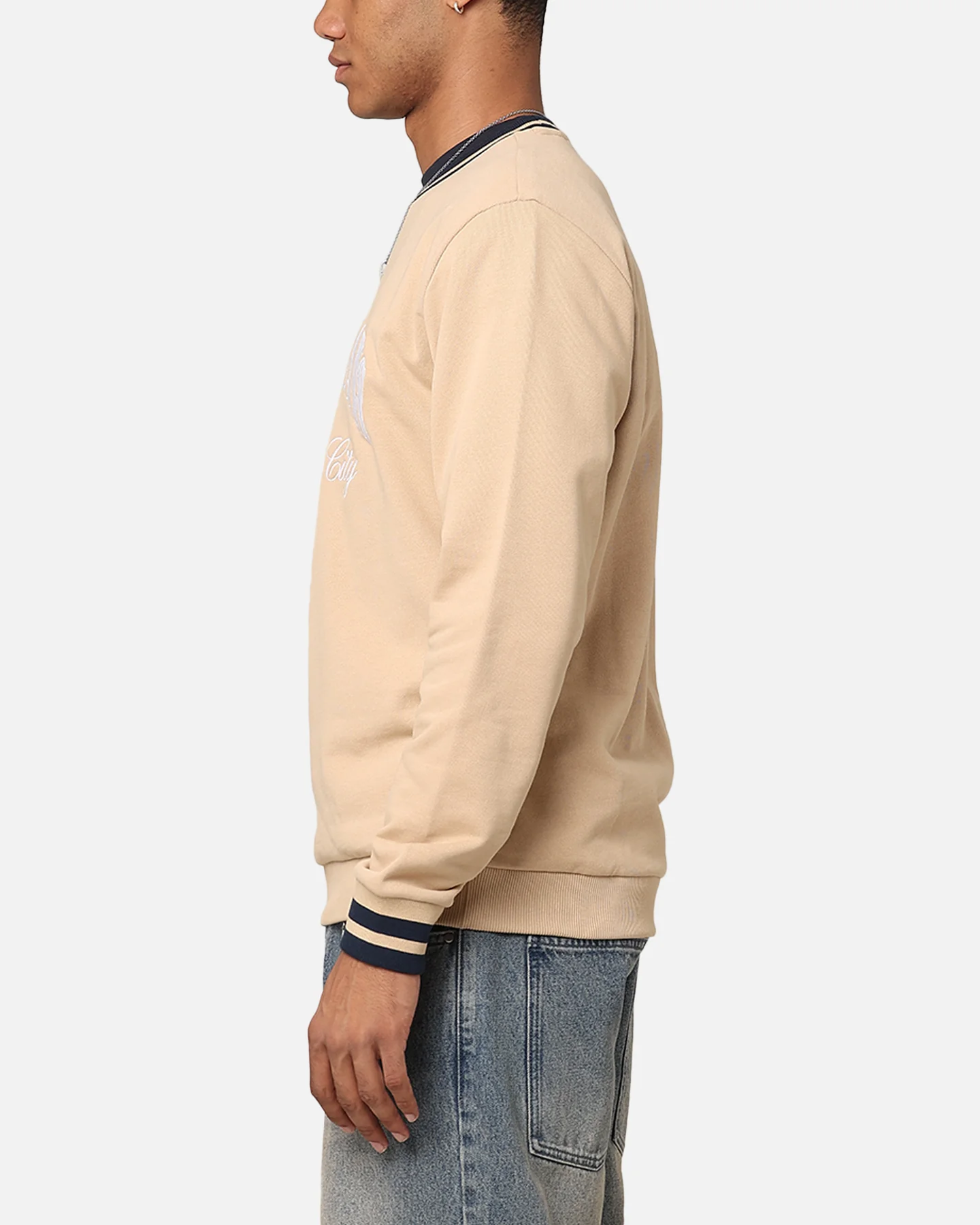 Tommy Jeans TJM Reg Tipping Varsity Crewneck Tawny Sand - Image 5