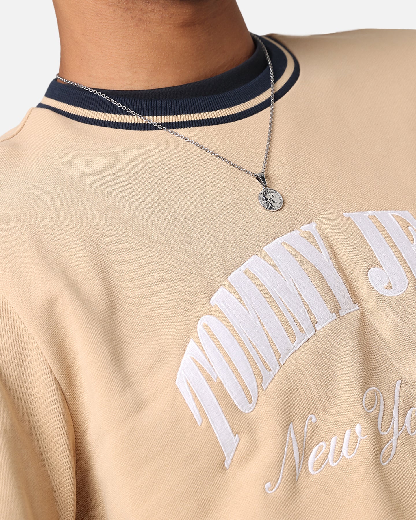 Tommy Jeans TJM Reg Tipping Varsity Crewneck Tawny Sand - Image 6