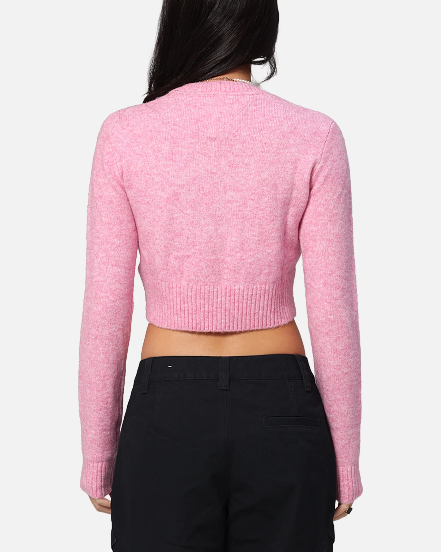 Tommy Jeans Women's Crop Script Sweater Pink - Image 3
