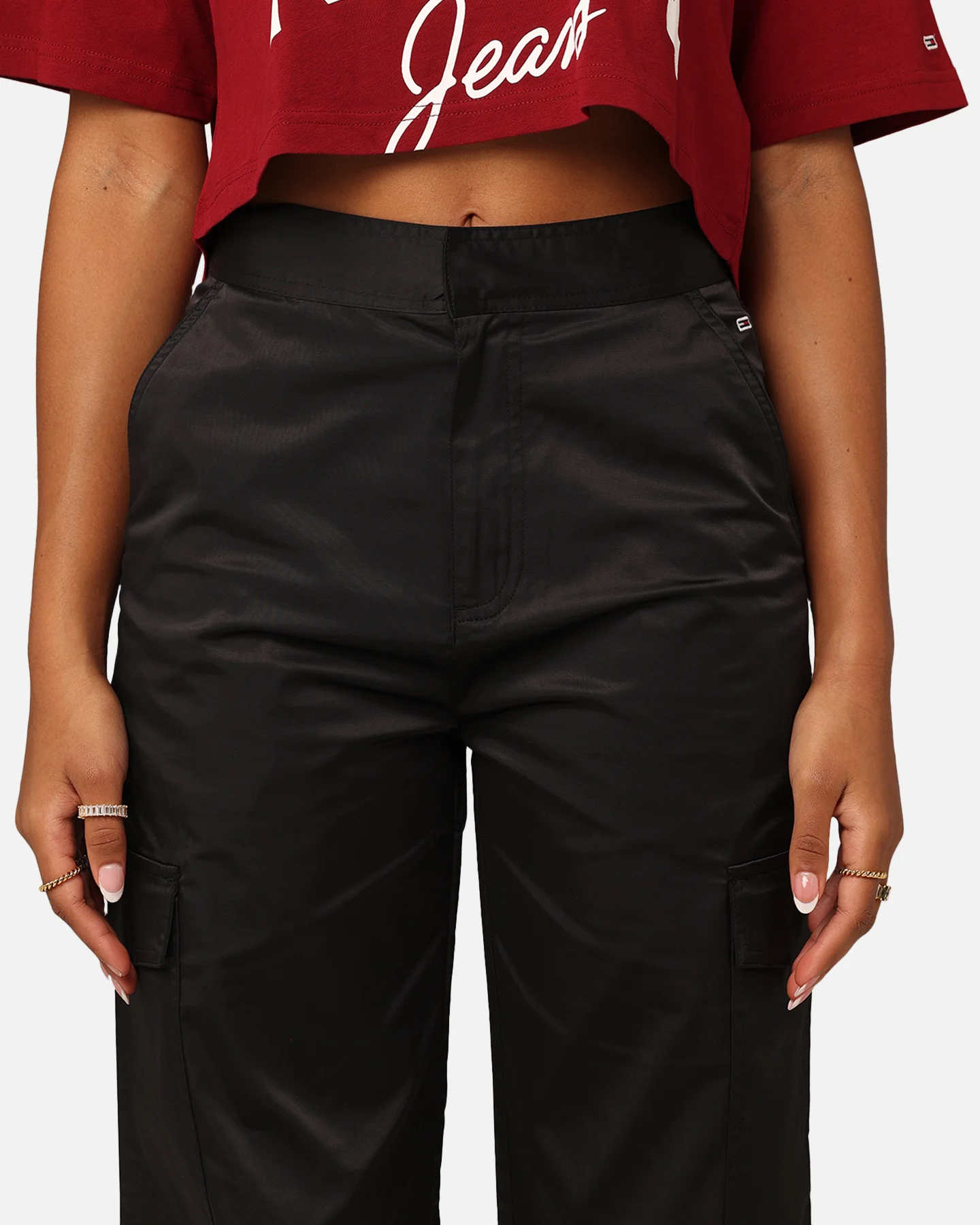 Tommy Jeans Women's Satin Utility Pants Black - Image 6