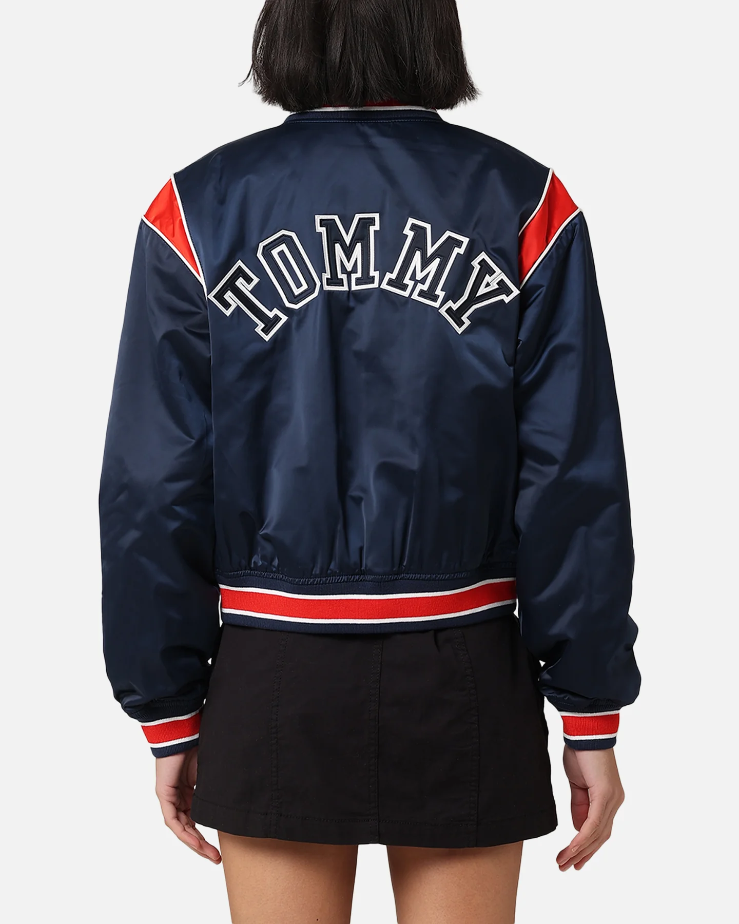 Tommy Jeans Women's TJW Archive Games Satin Bomber Jacket Twilight Indigo - Image 2