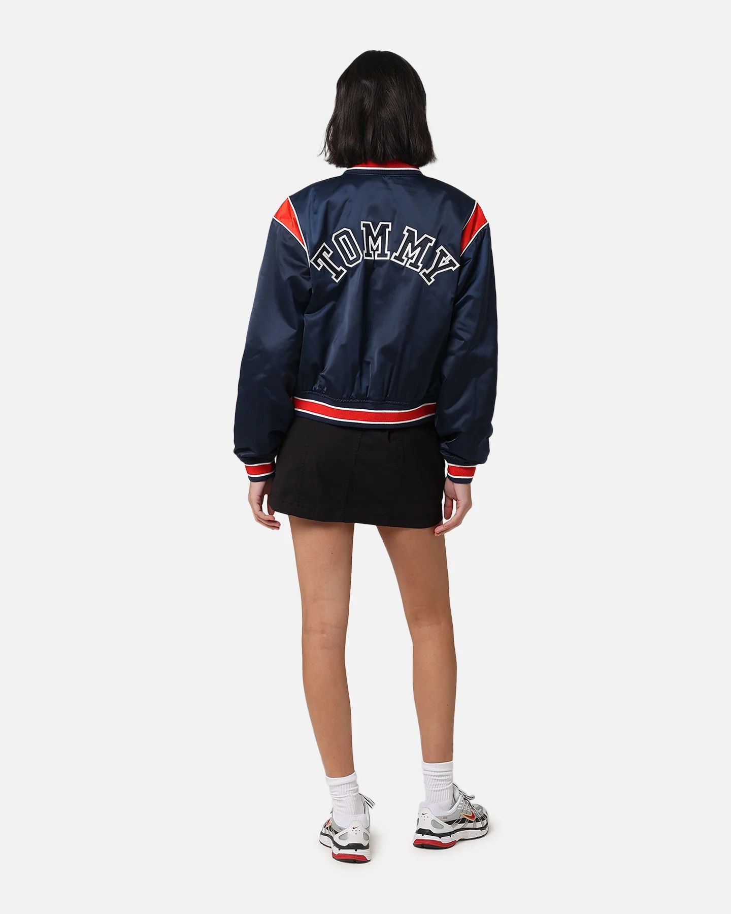 Tommy Jeans Women's TJW Archive Games Satin Bomber Jacket Twilight Indigo - Image 4