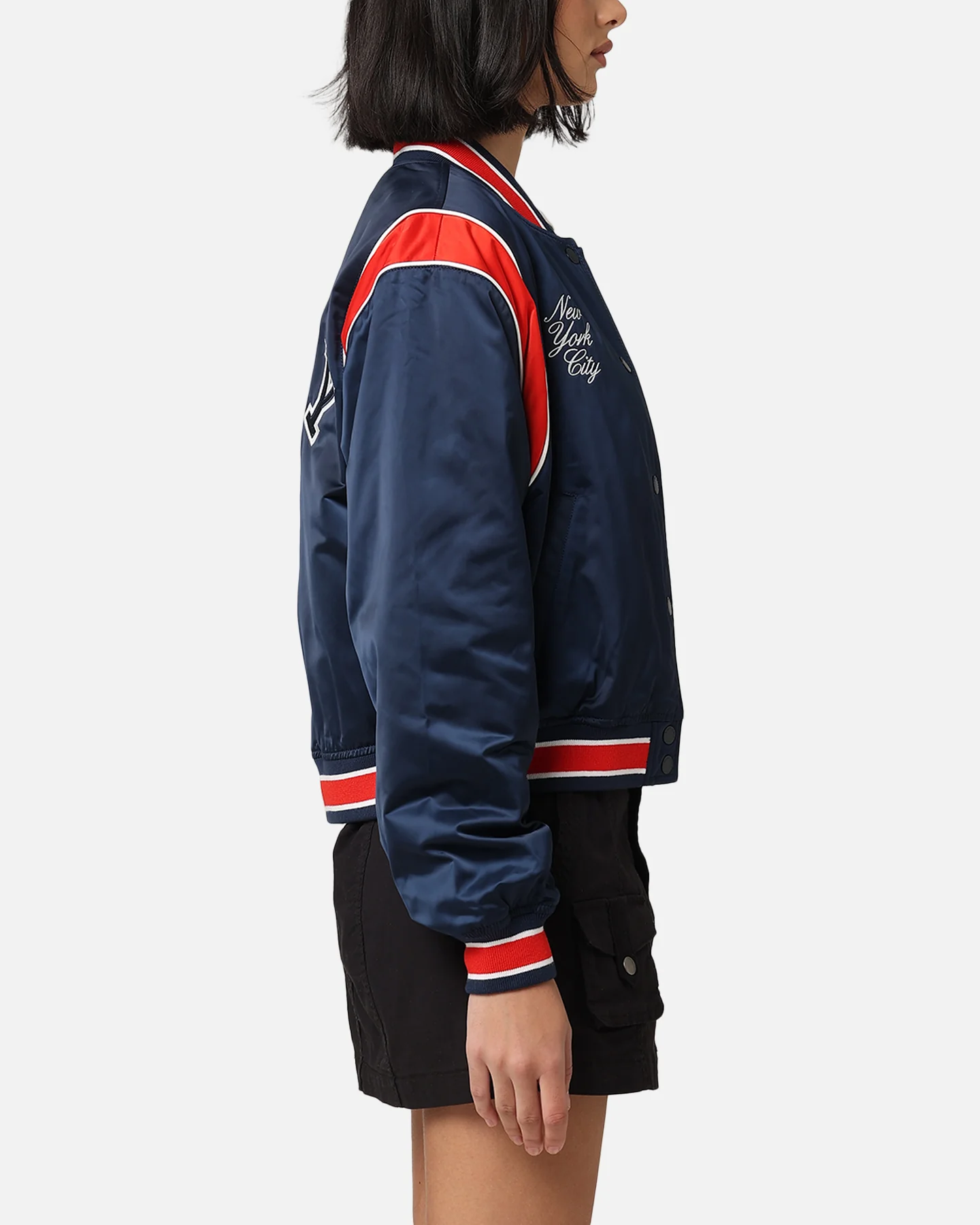 Tommy Jeans Women's TJW Archive Games Satin Bomber Jacket Twilight Indigo - Image 5