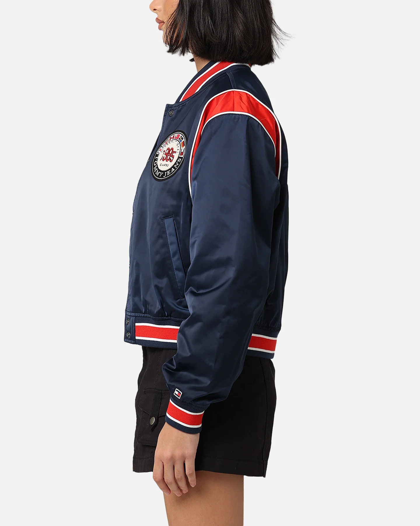 Tommy Jeans Women's TJW Archive Games Satin Bomber Jacket Twilight Indigo - Image 6