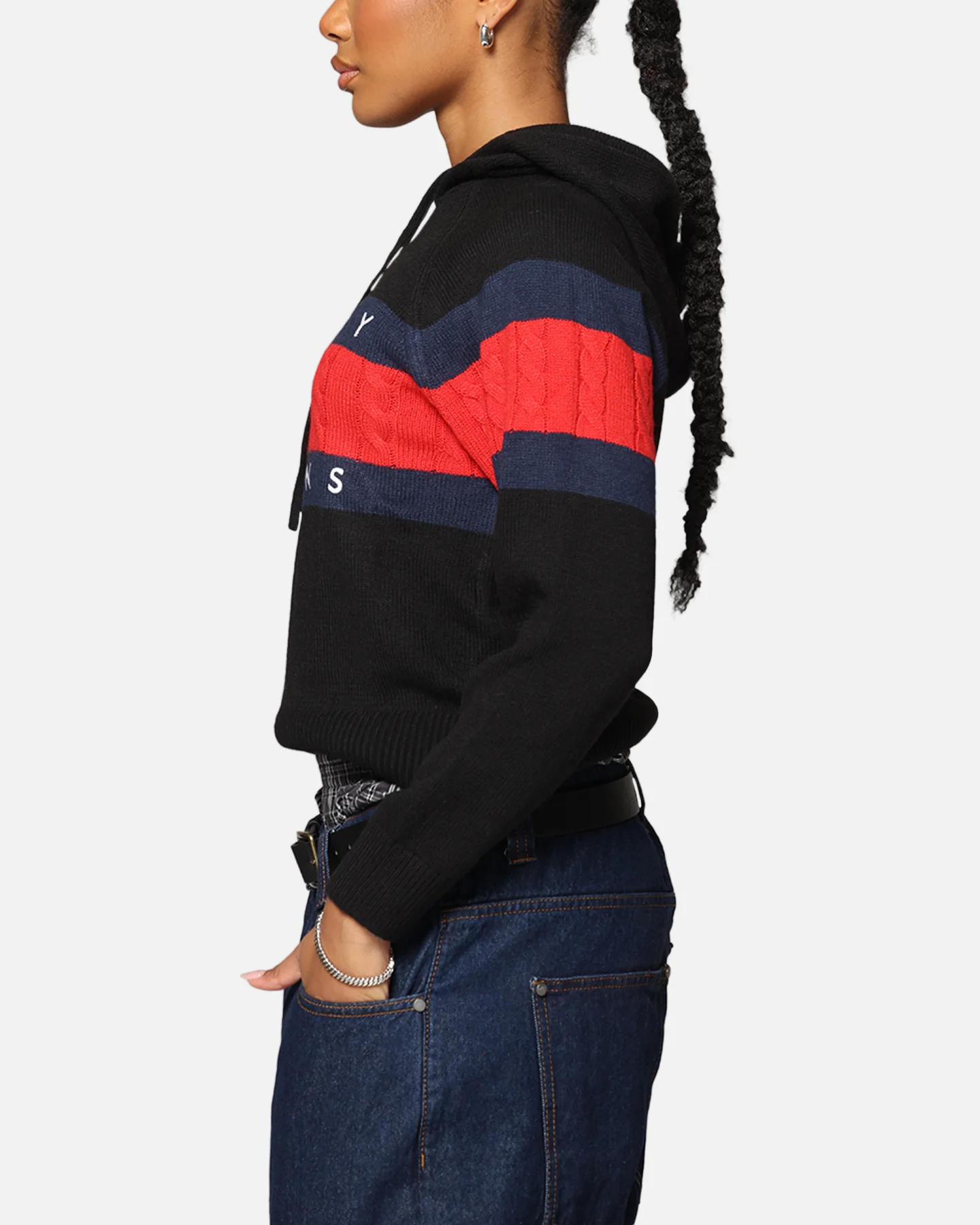 Tommy Jeans Women's TJW Center Flag Hoodie Sweater Black - Image 4