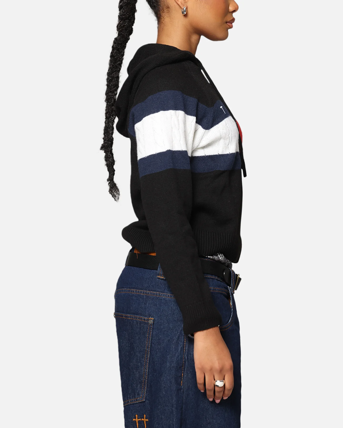 Tommy Jeans Women's TJW Center Flag Hoodie Sweater Black - Image 5
